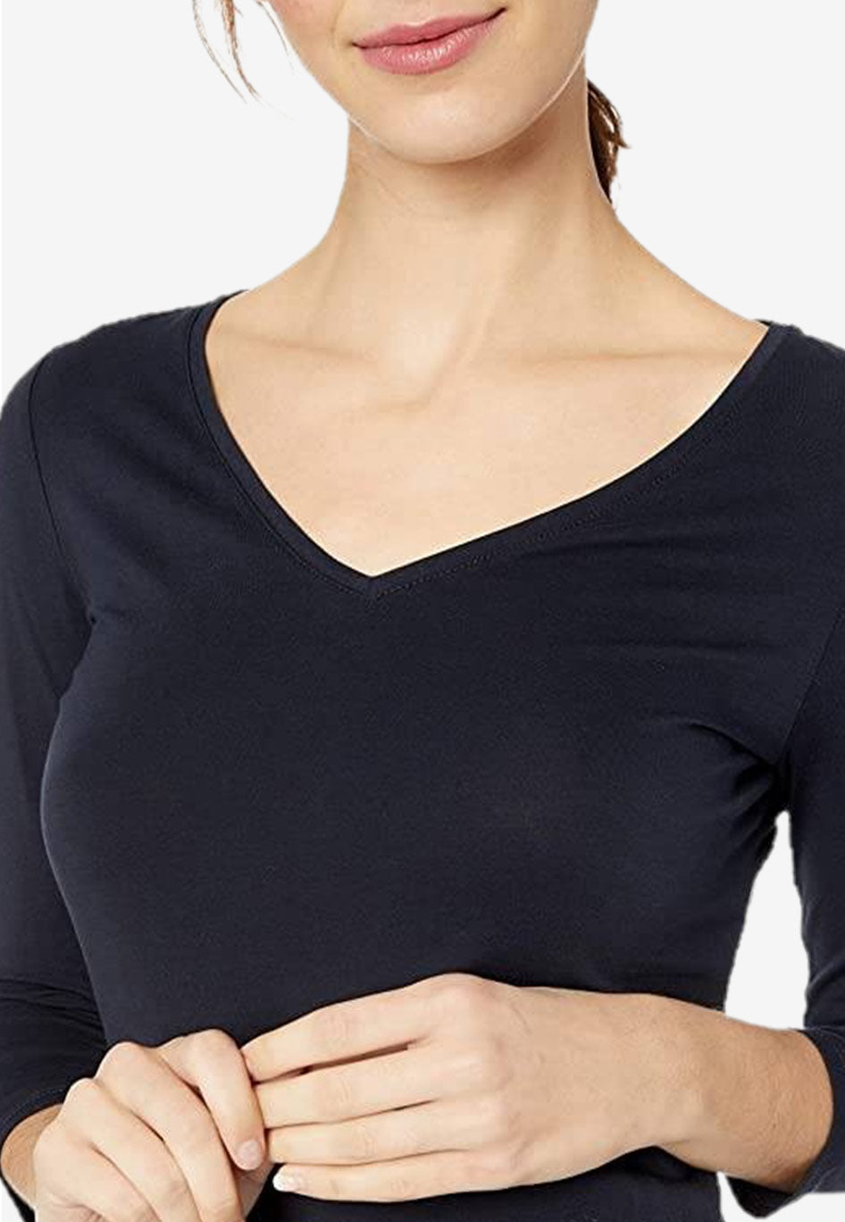 Three Quarter Sleeve V-Neck T-Shirt