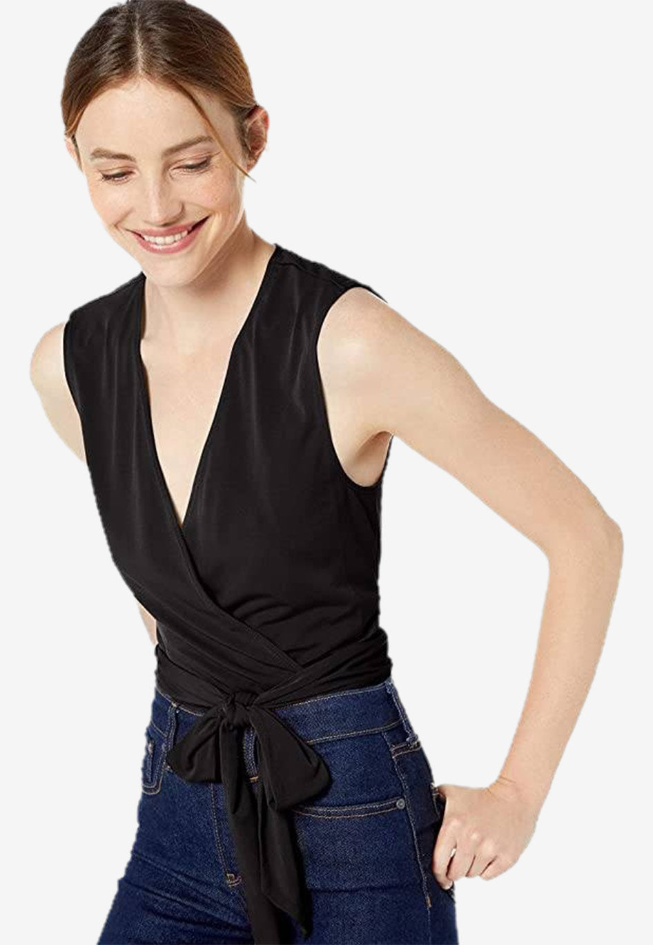 Surplice Wrap Tie Bodysuit