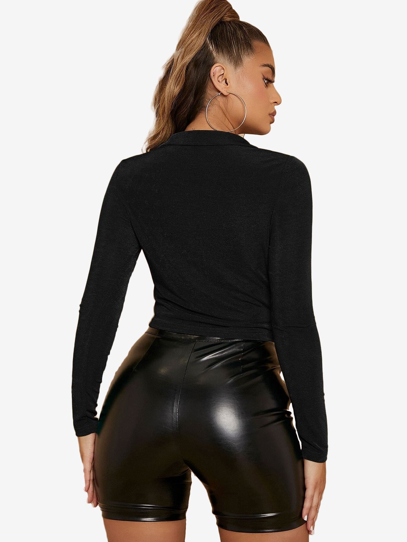 Arouse Single Breasted Ruched Front Glitter Tee