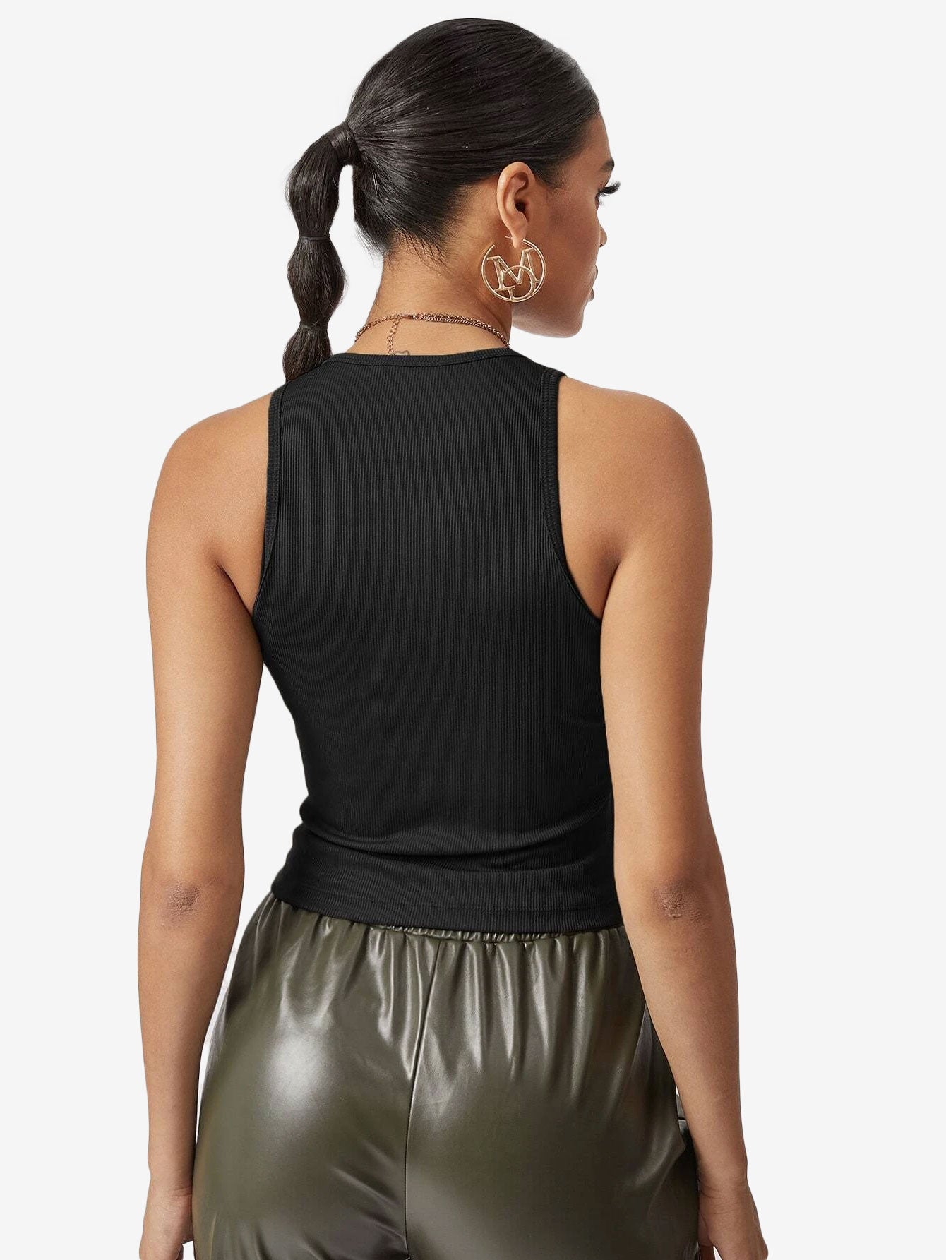 Attractive Solid Fitted Crop Tank Top