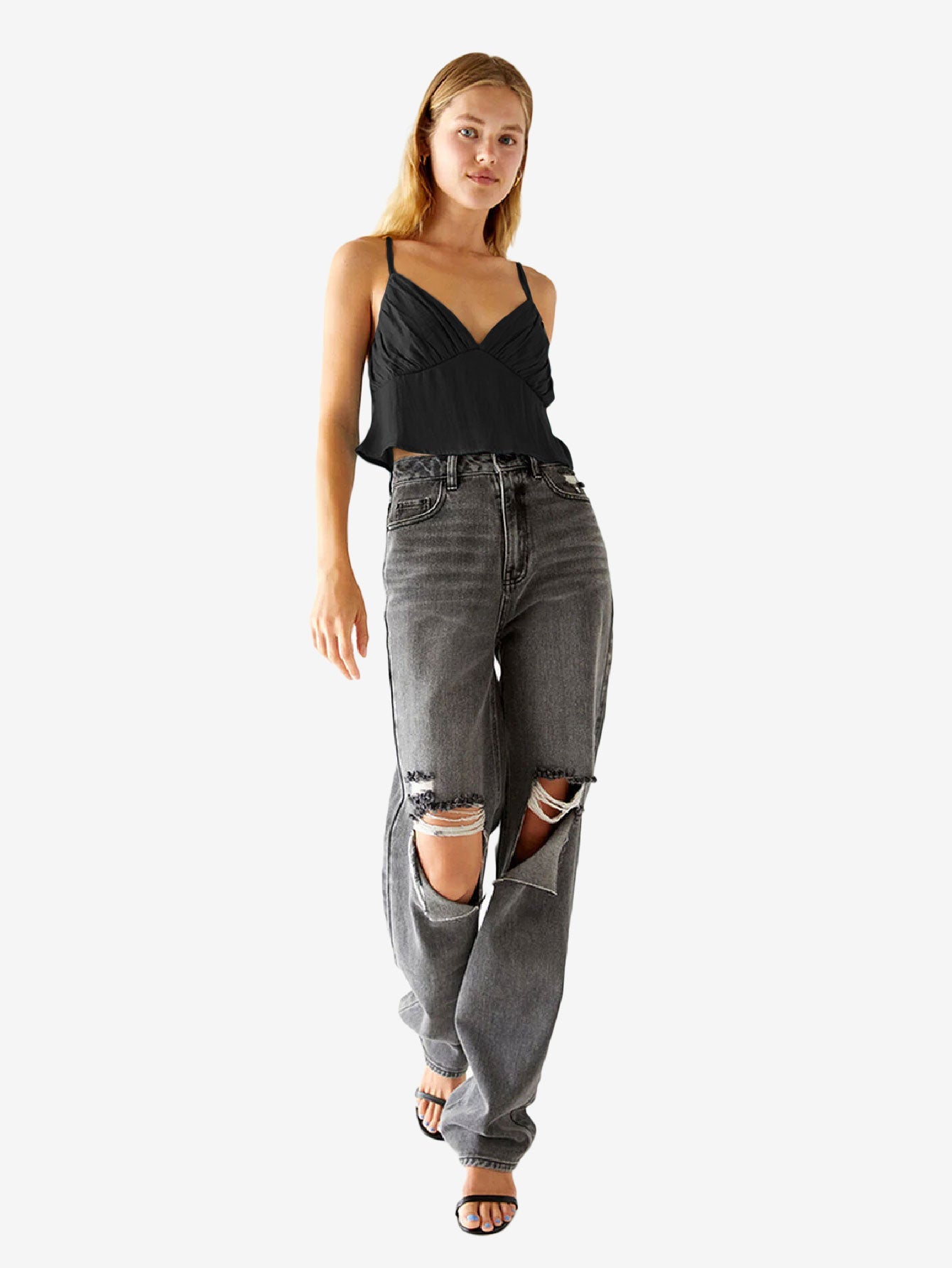 Hearts Ruched Satin Tank Top