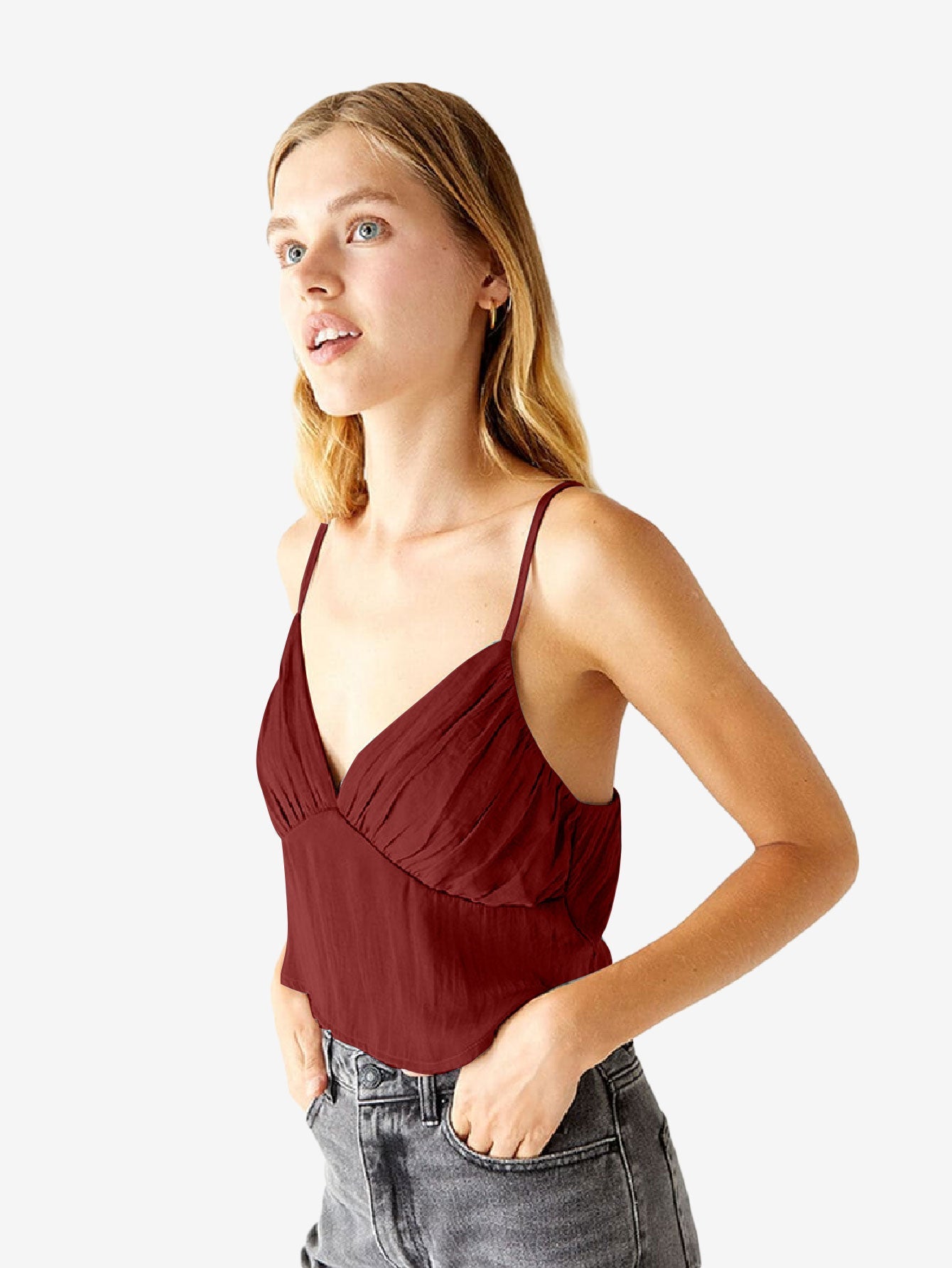 Hearts Ruched Satin Tank Top