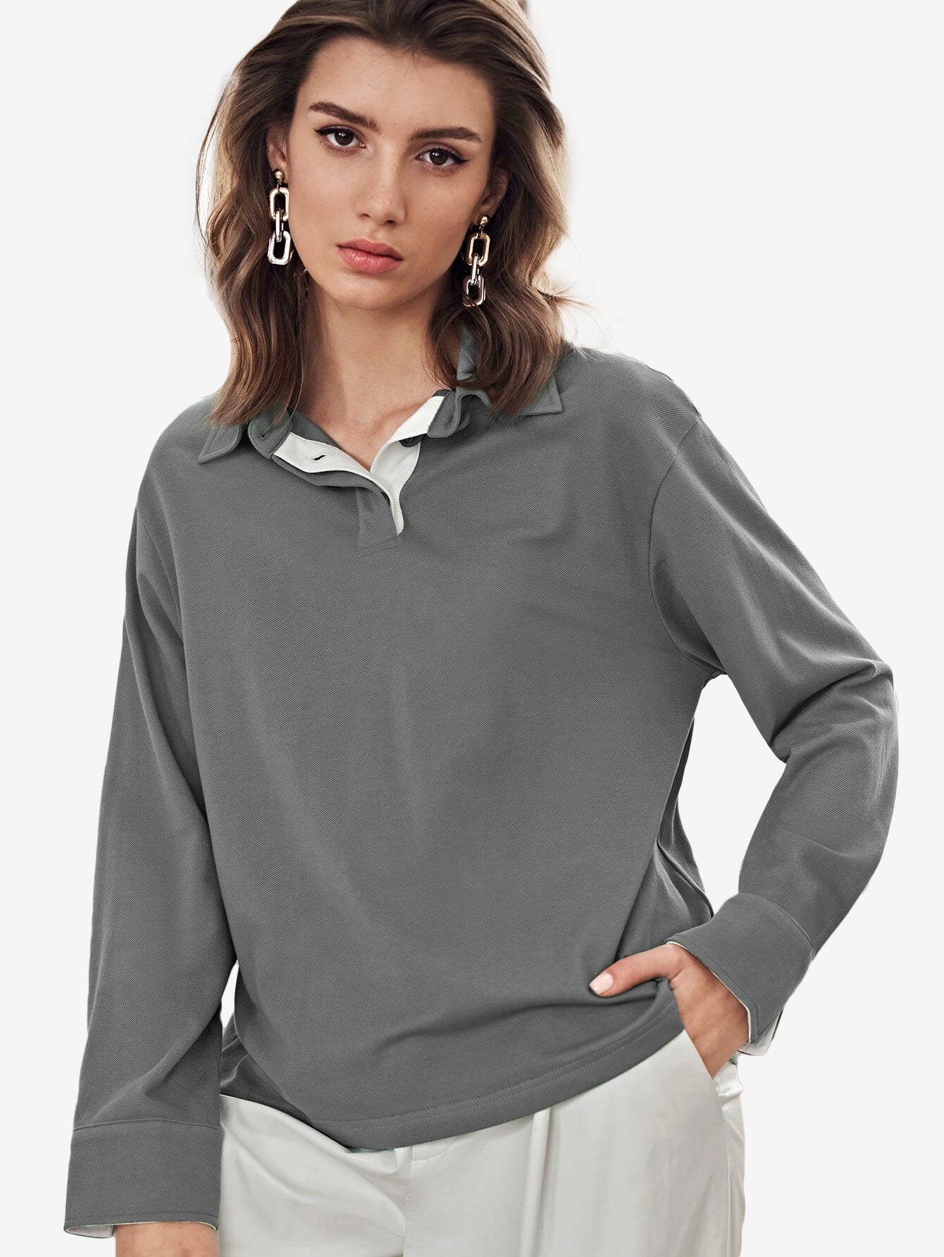 Cotton Basic Button Polo Shirt
