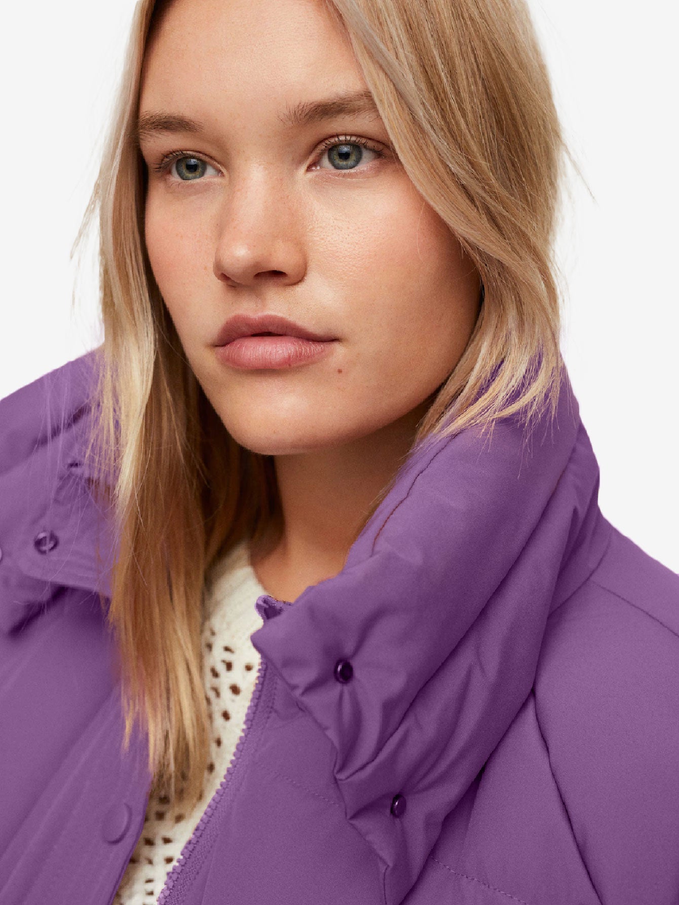 Buttoned Solid Zip Up Quilted Jacket