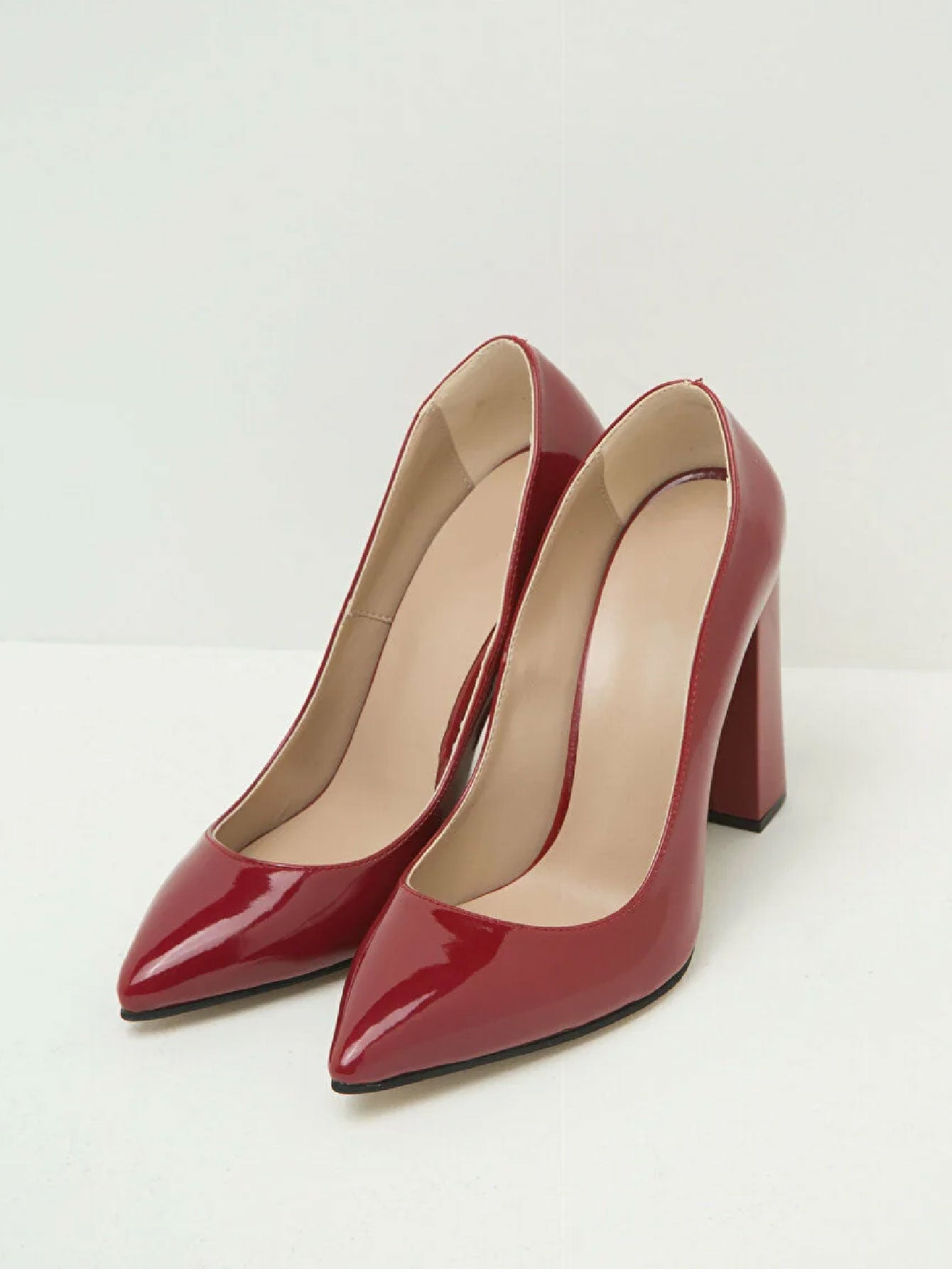 Chunky Heels Leather Pump