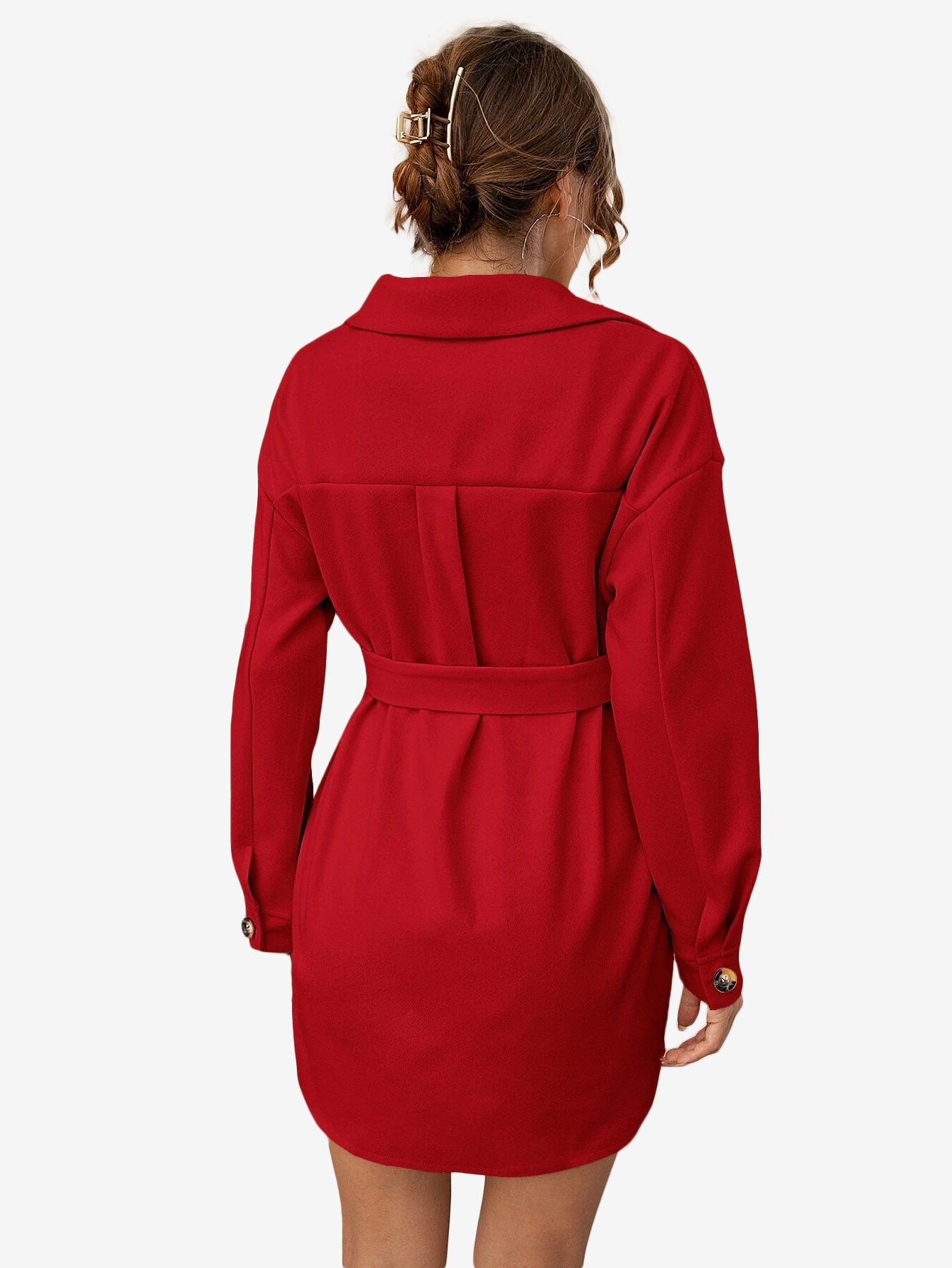 Drop Shoulder Flap Pocket Belted Overcoat