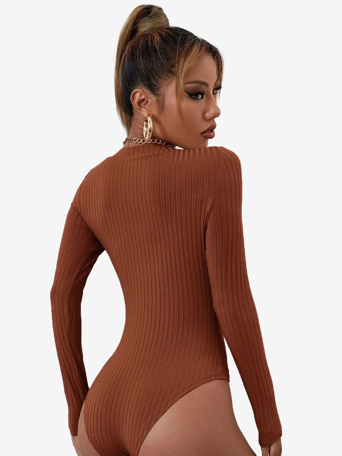 Catchy Ribbed Knit Square Neck Bodysuit