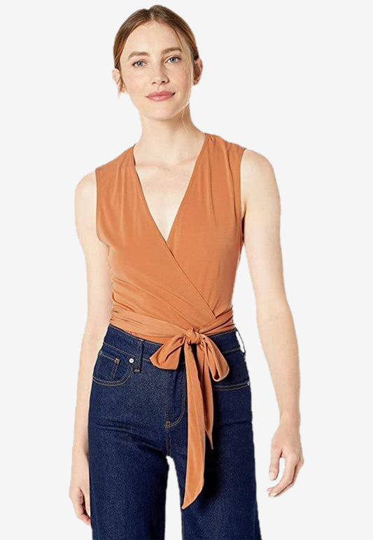 Surplice Wrap Tie Bodysuit