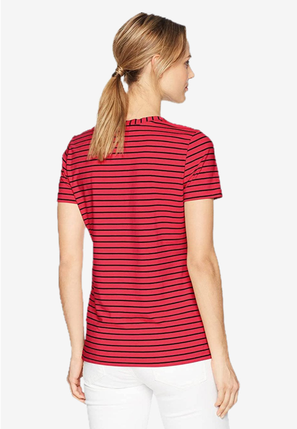 Stretch V Neck Stripe T-Shirt