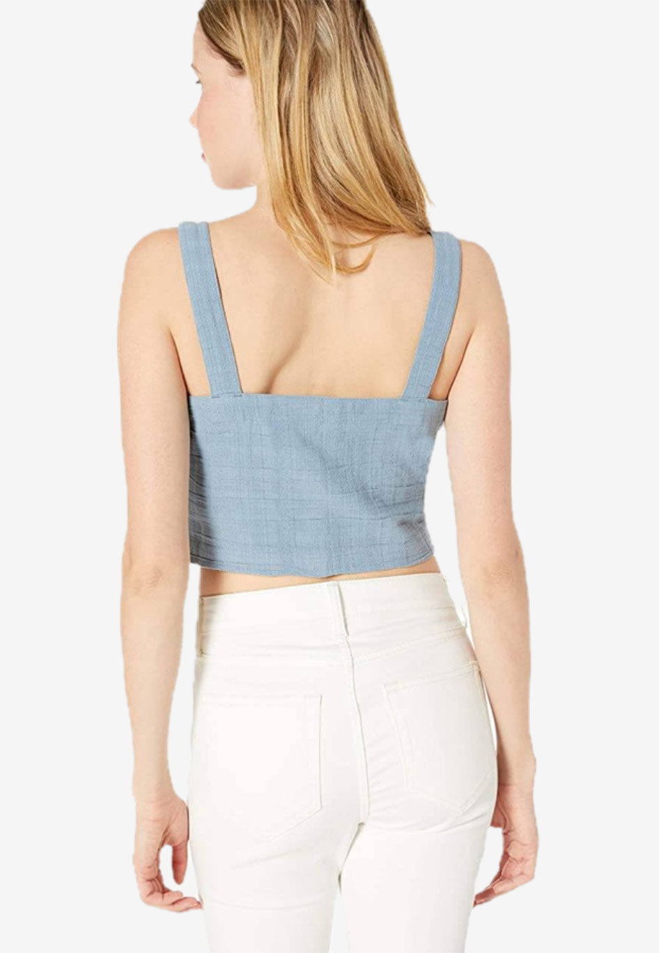 Button Front Cropped Tank