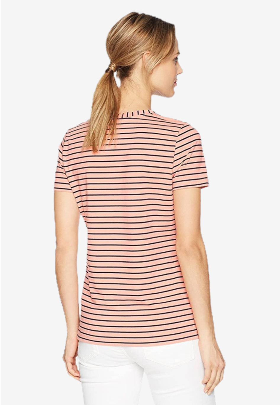 Stretch V Neck Stripe T-Shirt
