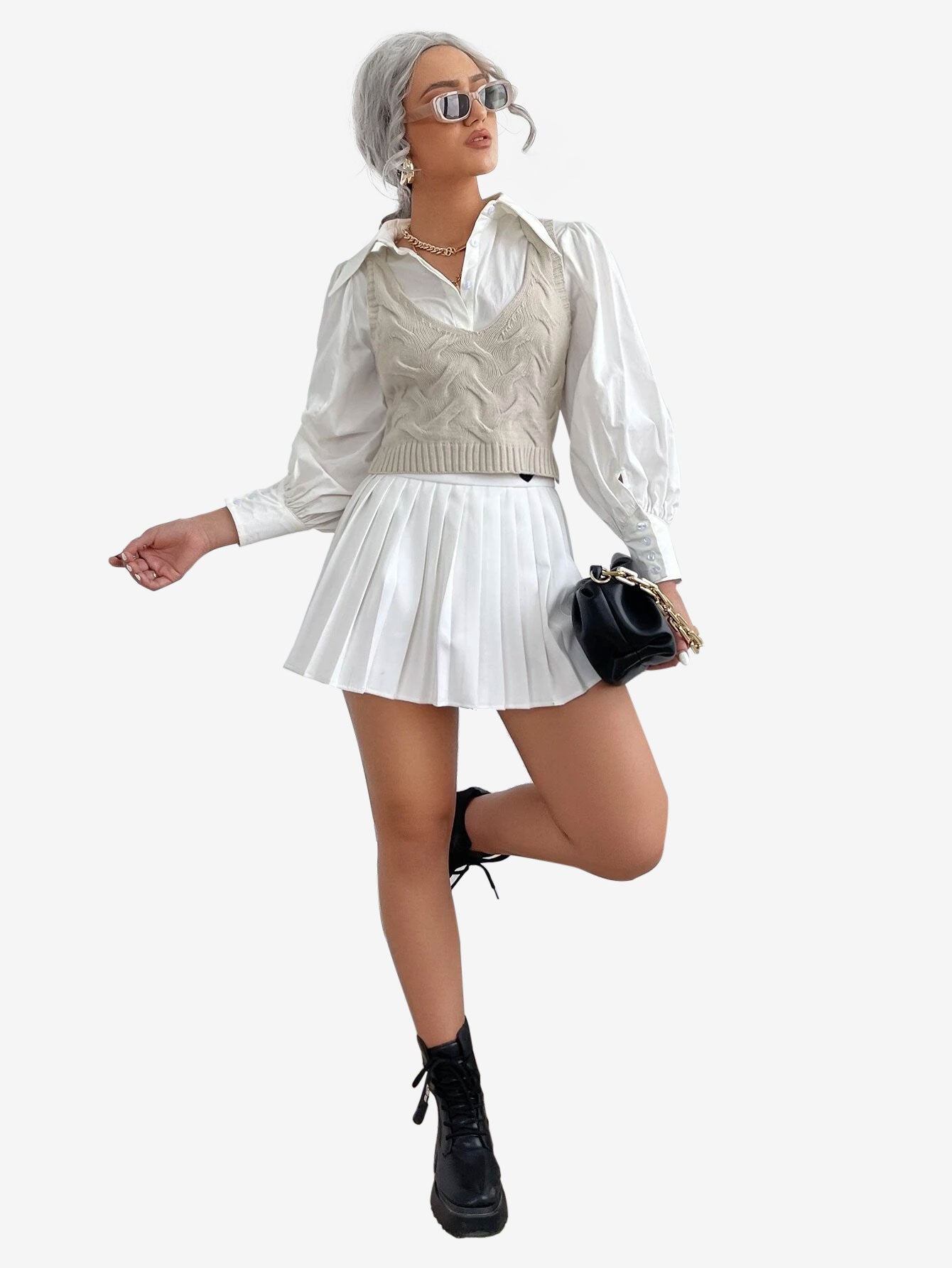 Cable Knit Sweater Vest