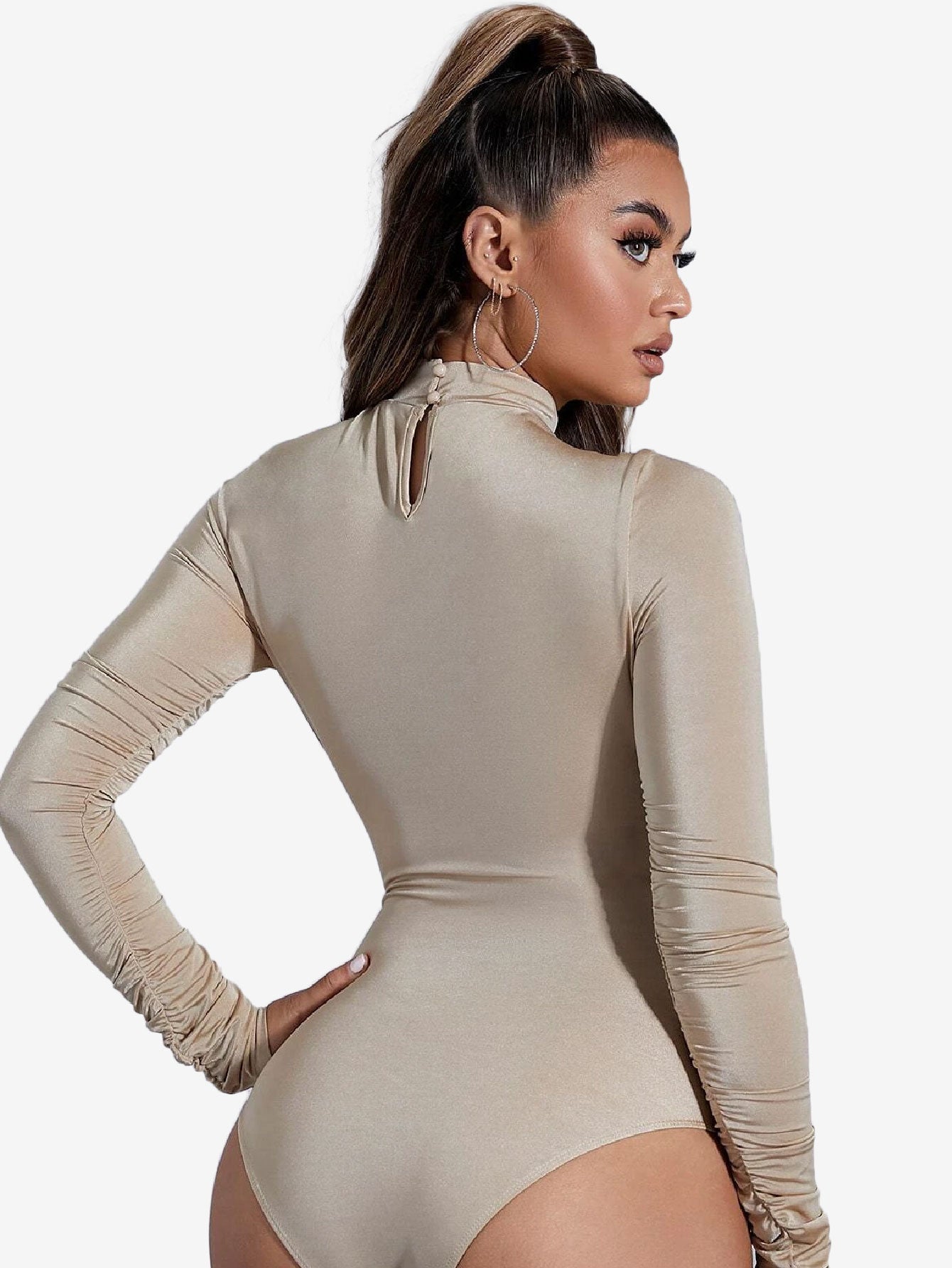 Arouse Mock Neck Cut Out Ring Linked Bodysuit