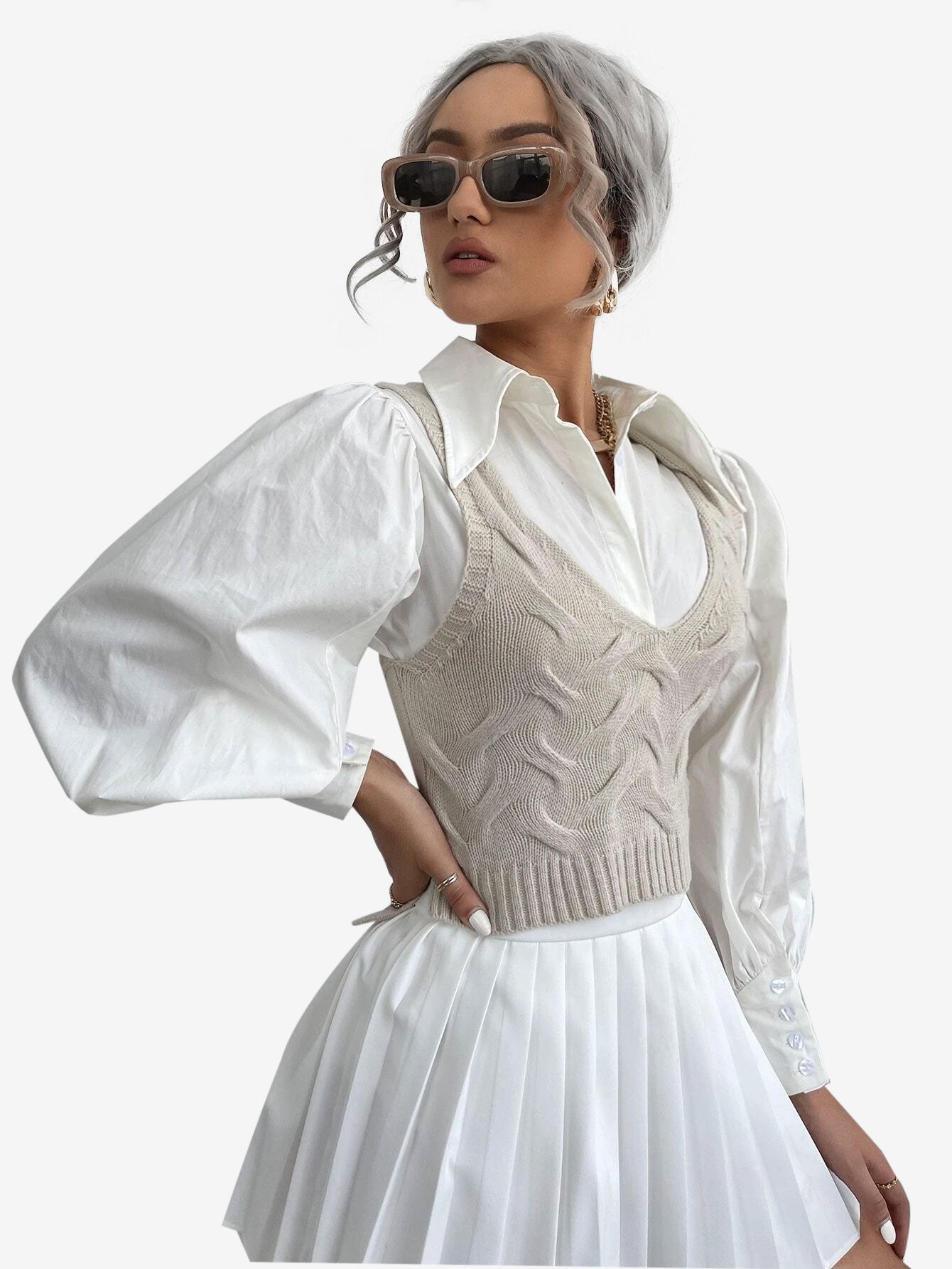 Cable Knit Sweater Vest