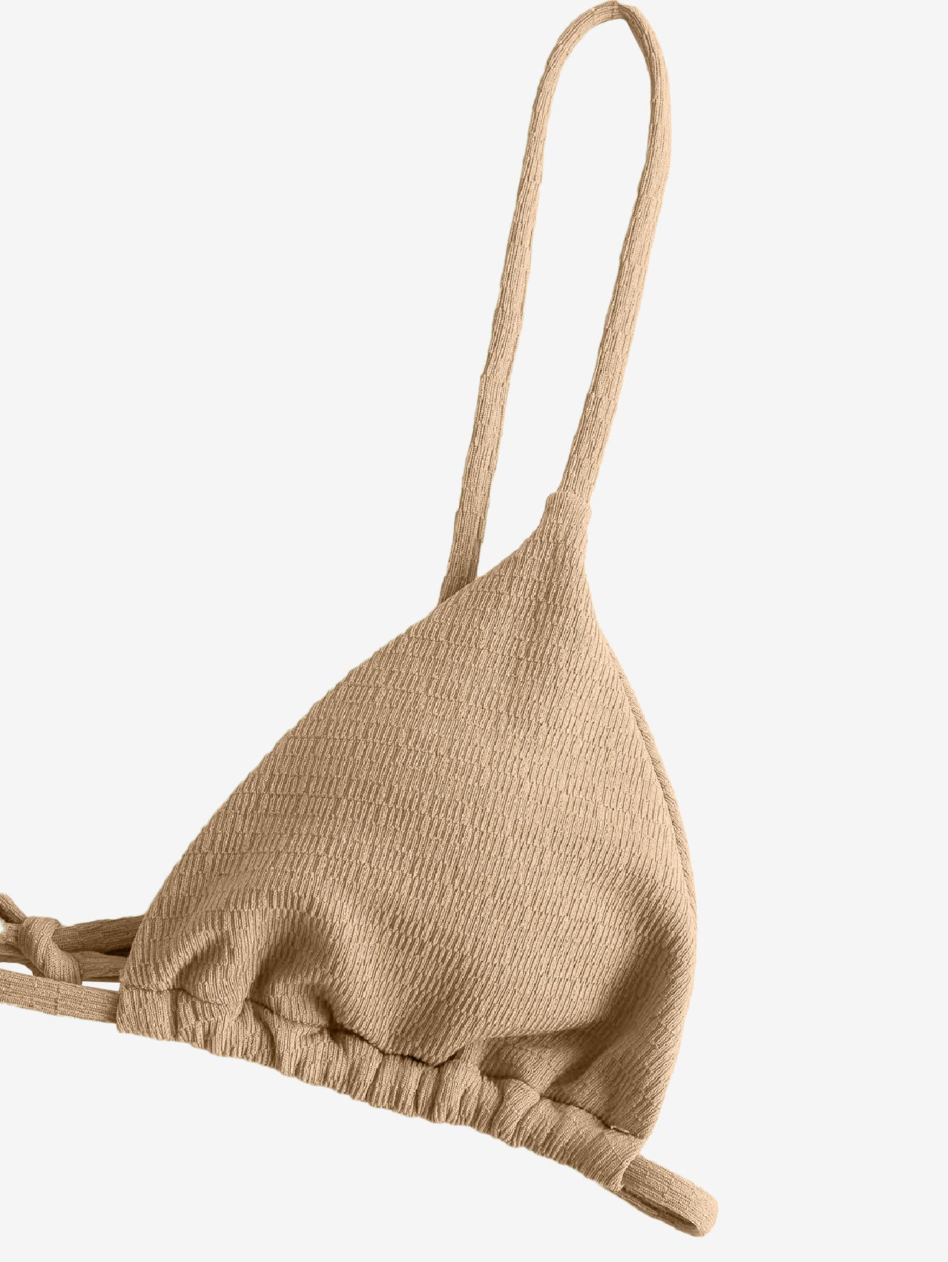 Attractive Textured Tie String Bikini Swimwear