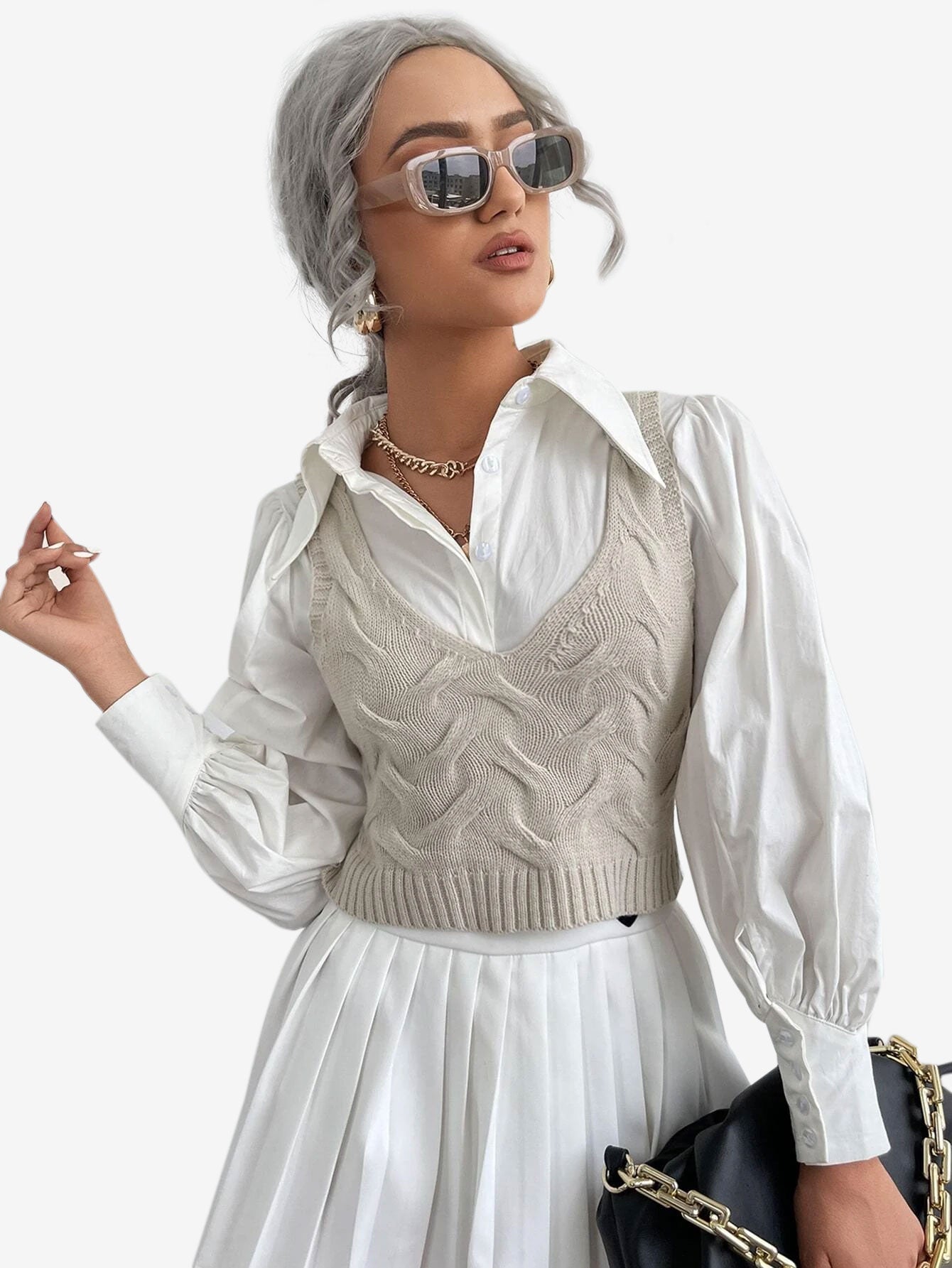 Cable Knit Sweater Vest