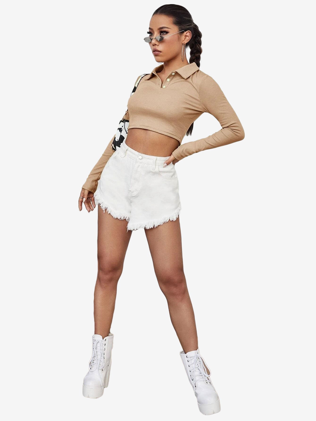 Attractive Solid Crop Polo Shirt