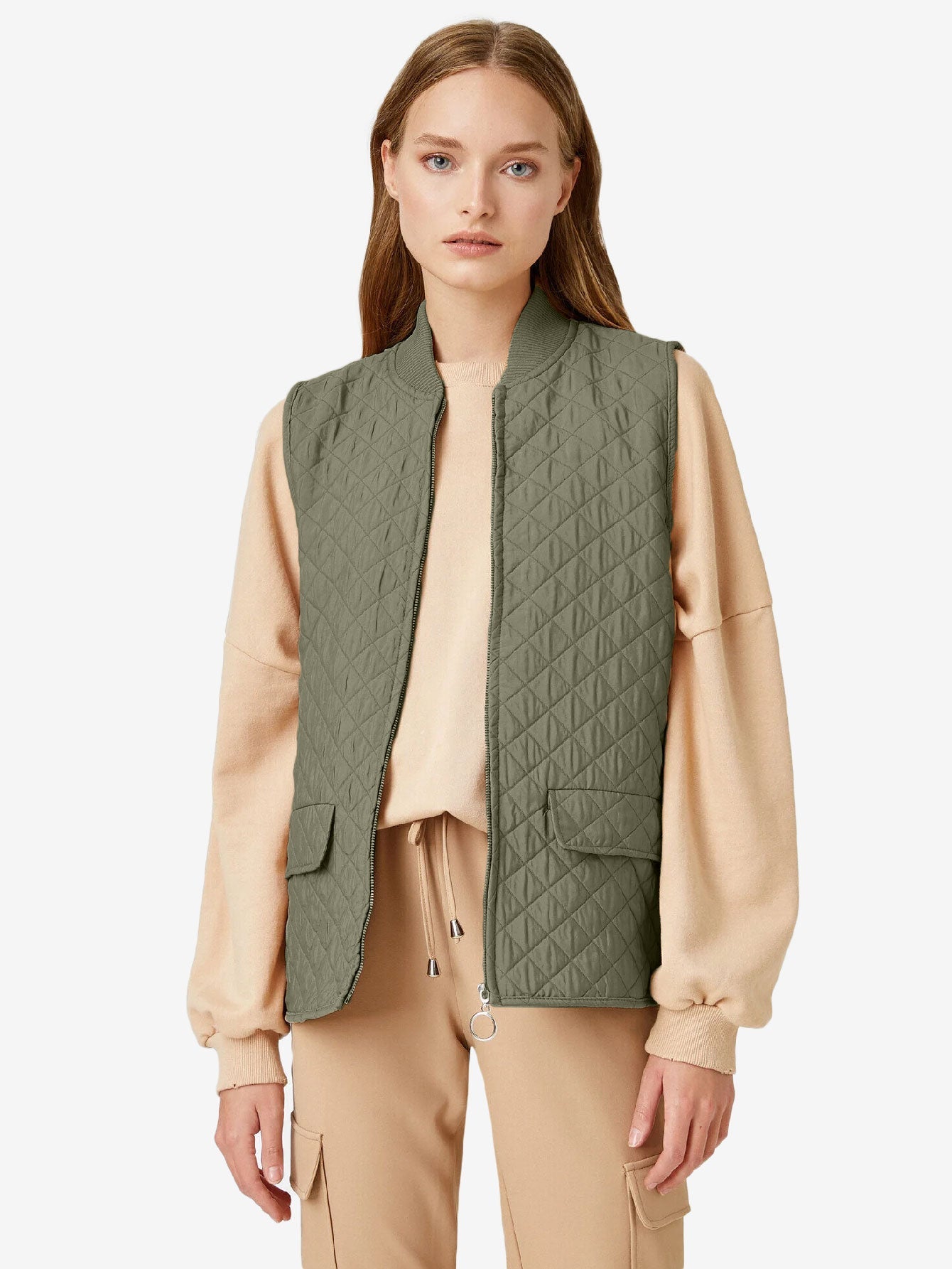 Autumn Zipper Quilted Vest Women