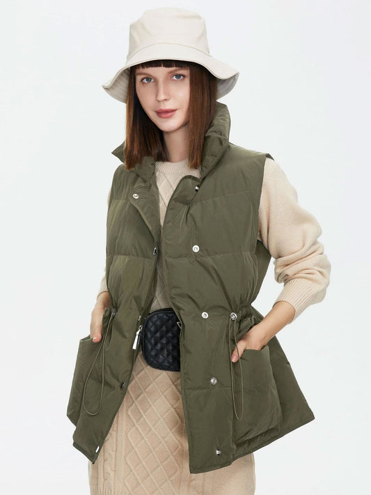 Drawstring Waist Vest Winter Coat