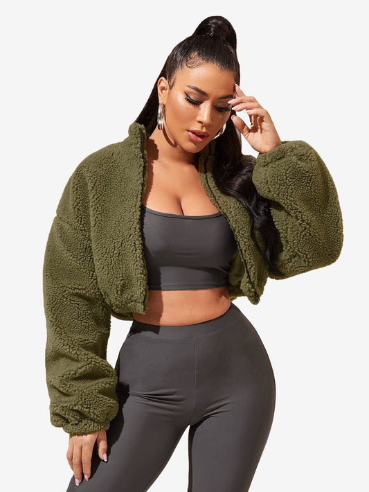 Comfy Zip Up Drop Shoulder Teddy Jacket