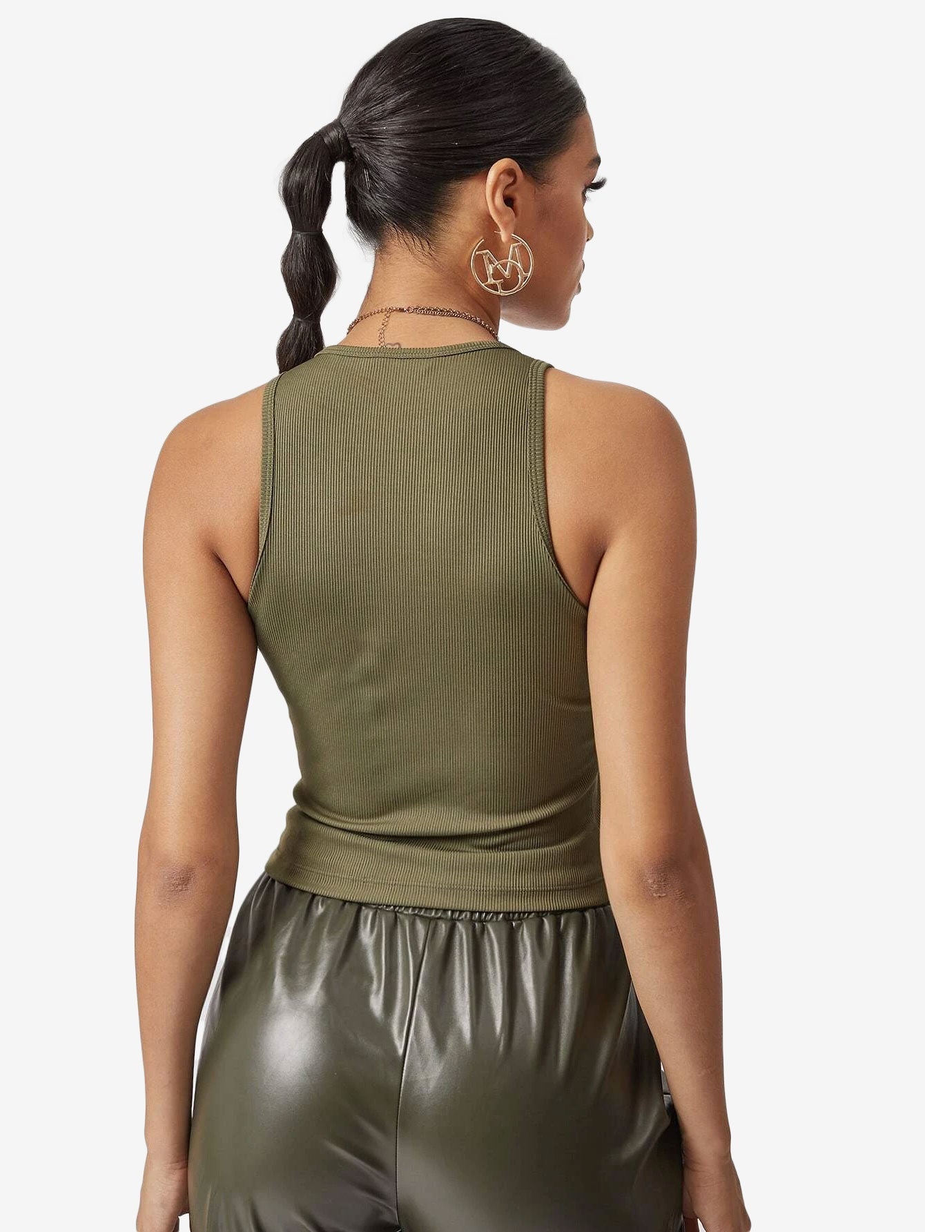 Attractive Solid Fitted Crop Tank Top