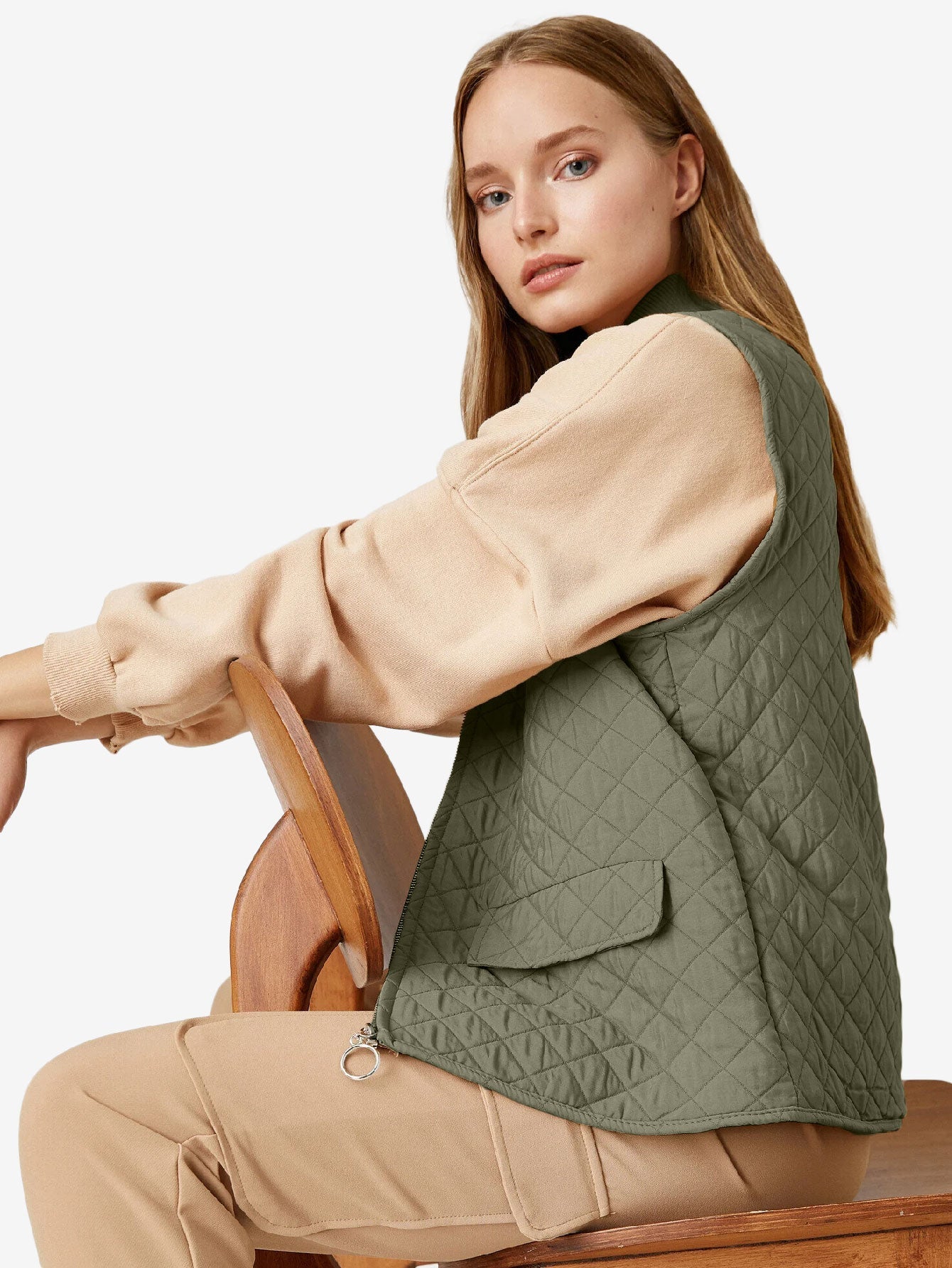 Autumn Zipper Quilted Vest Women