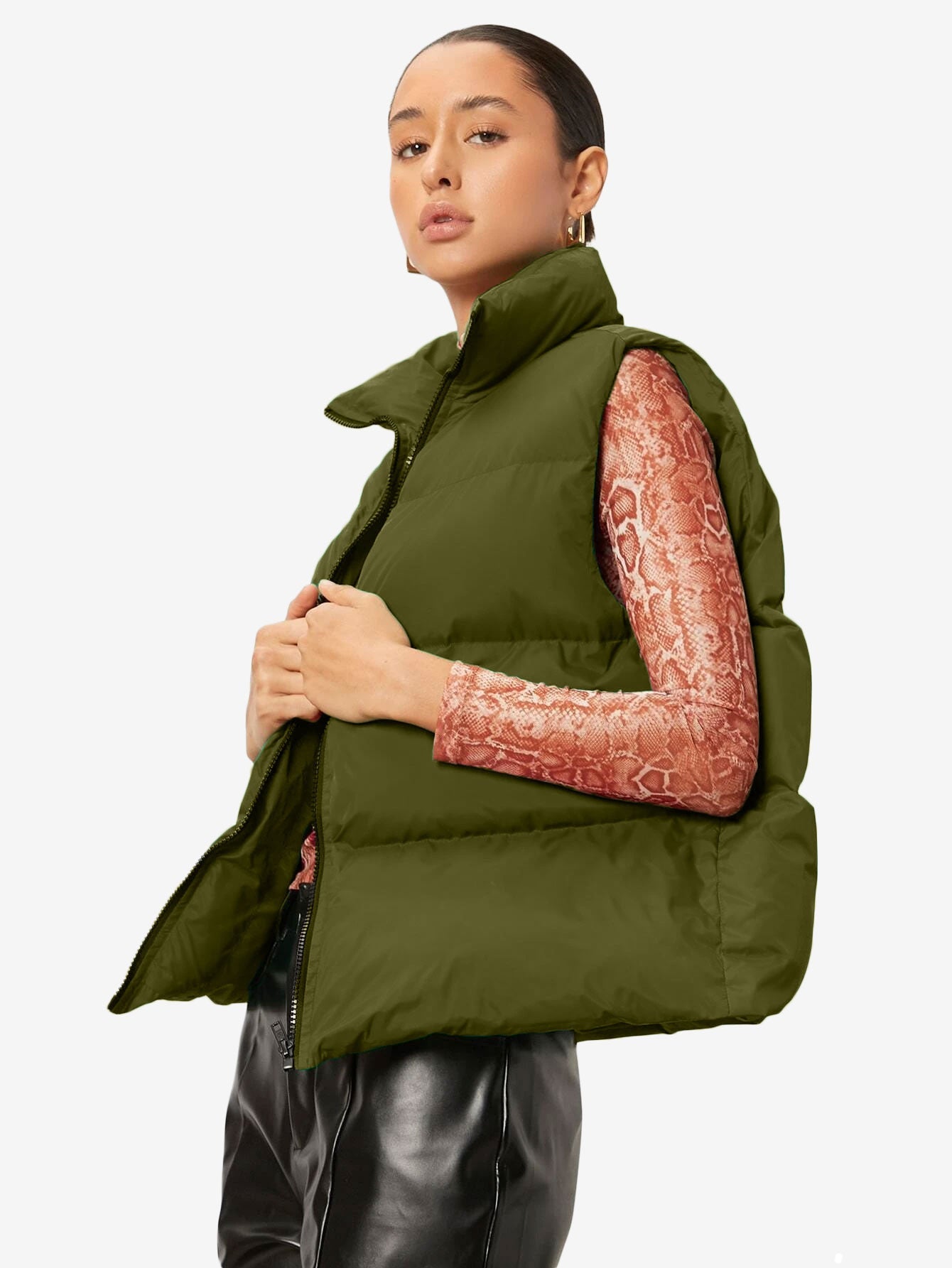 Comfy Zip Front Vest Puffer Coat