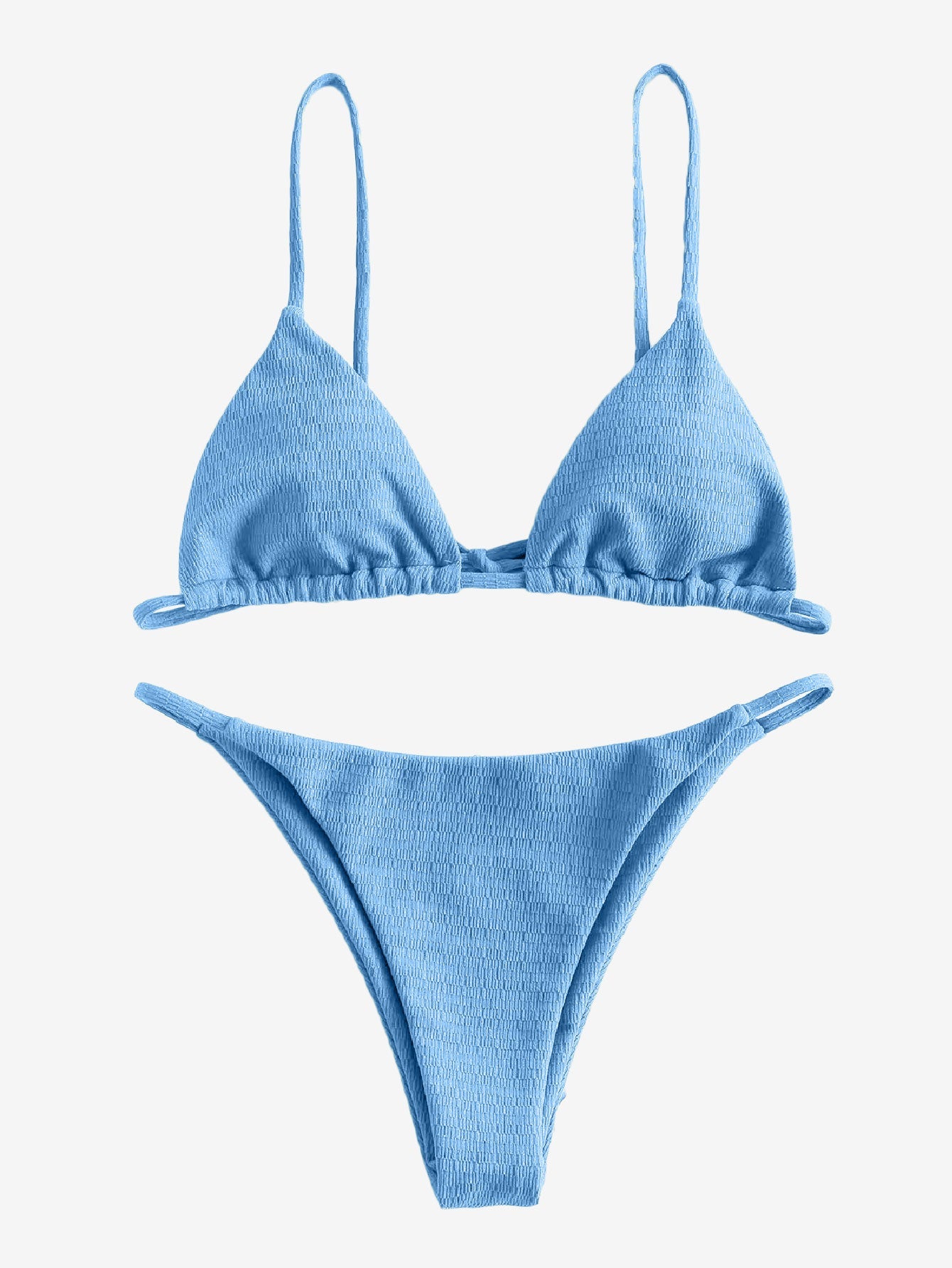 Attractive Textured Tie String Bikini Swimwear