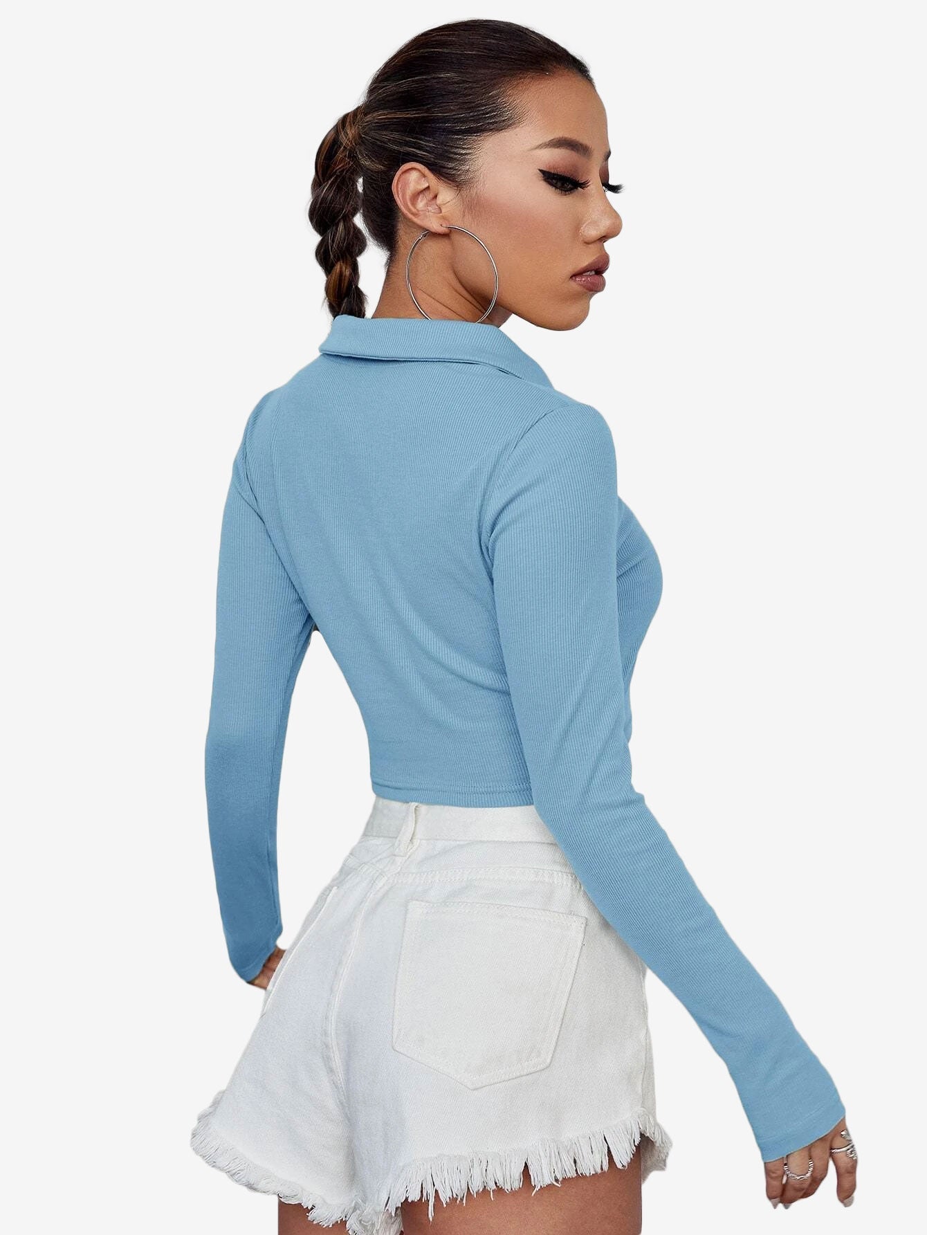 Attractive Solid Crop Polo Shirt