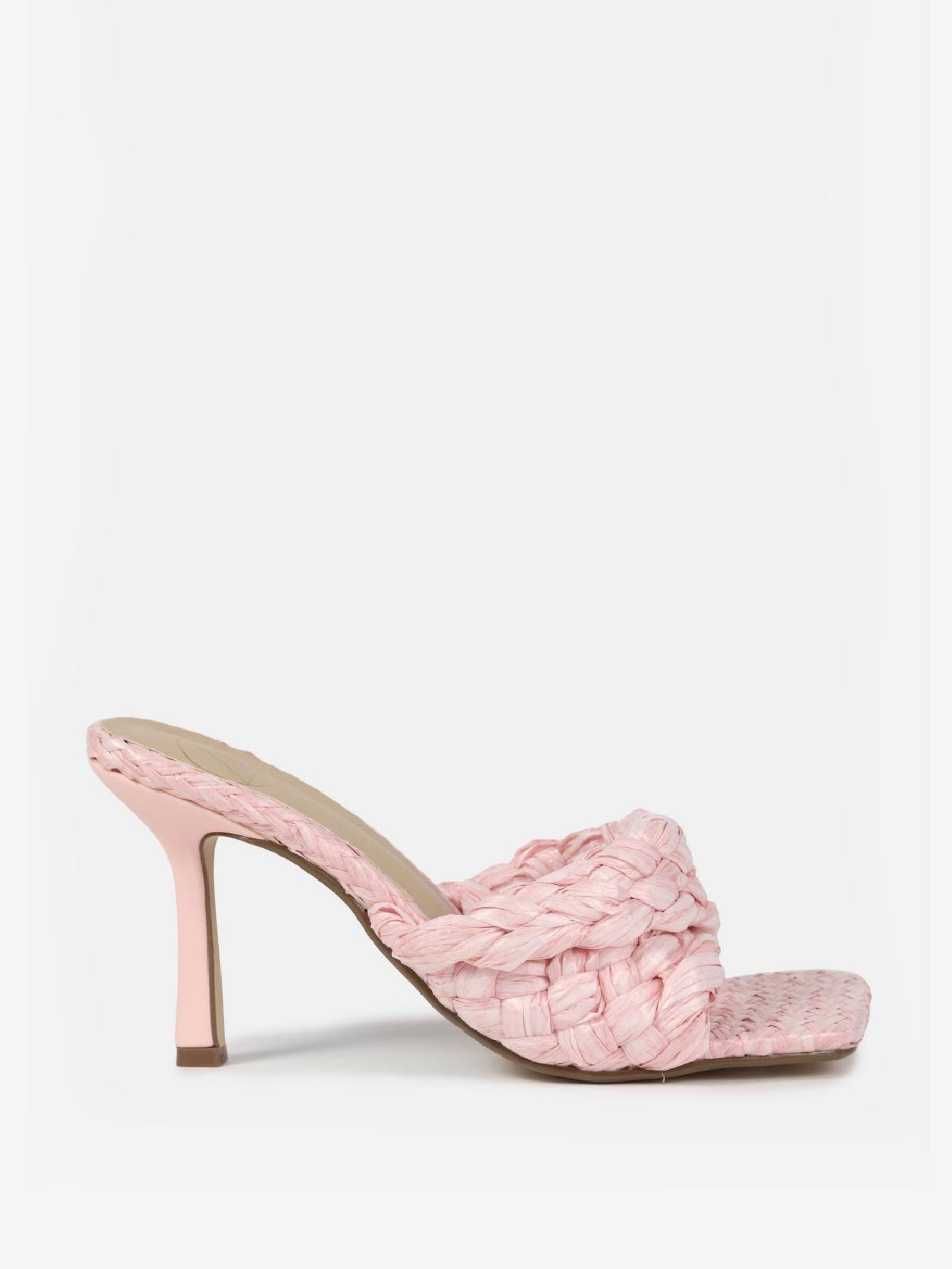 Haya Raffia Look Twist Mule Heel Sandals