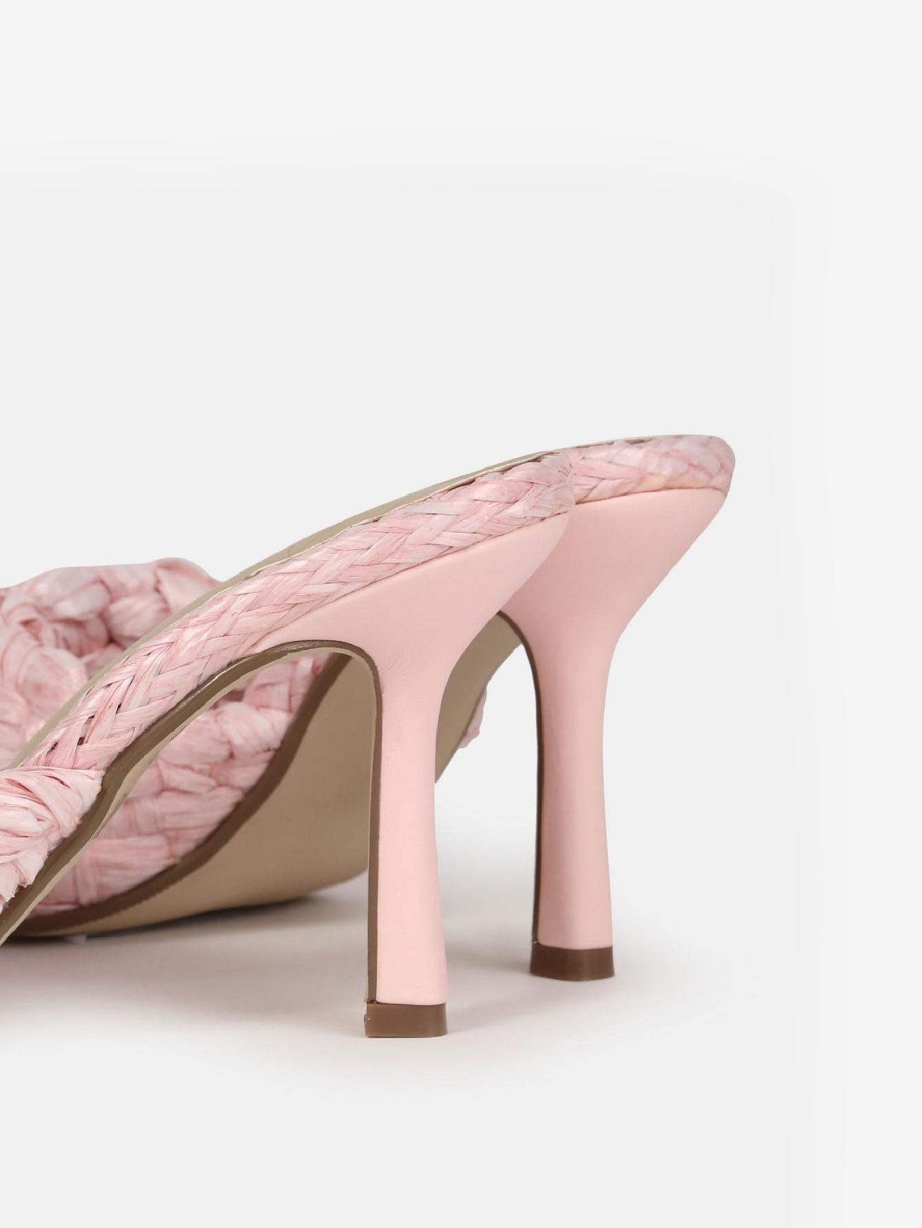 Haya Raffia Look Twist Mule Heel Sandals