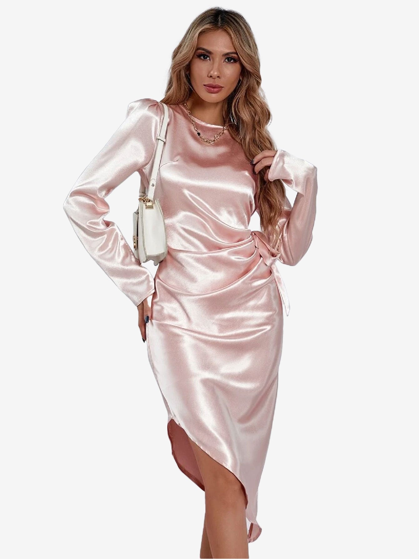 Charming Puff Sleeve Hem Dress