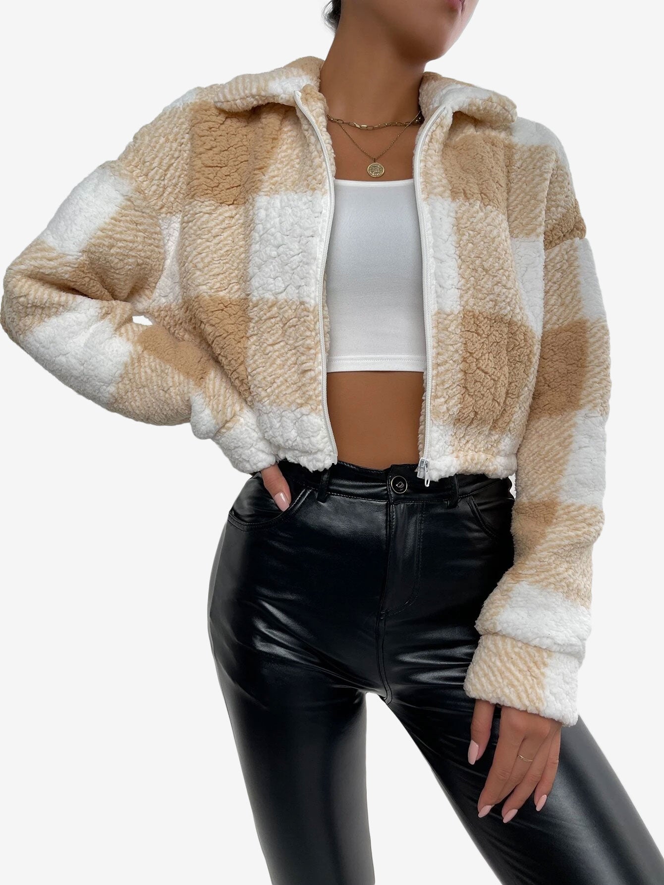 Print Drop Shoulder Zip Up Jacket