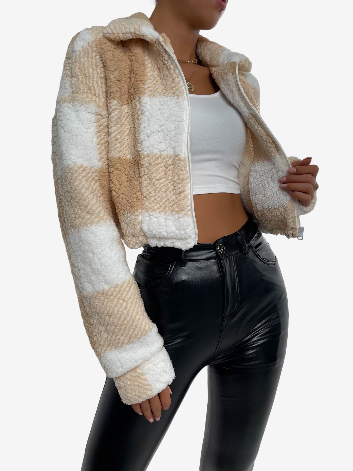 Print Drop Shoulder Zip Up Jacket