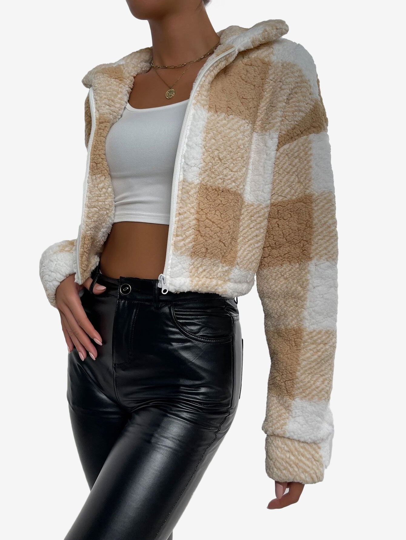 Print Drop Shoulder Zip Up Jacket