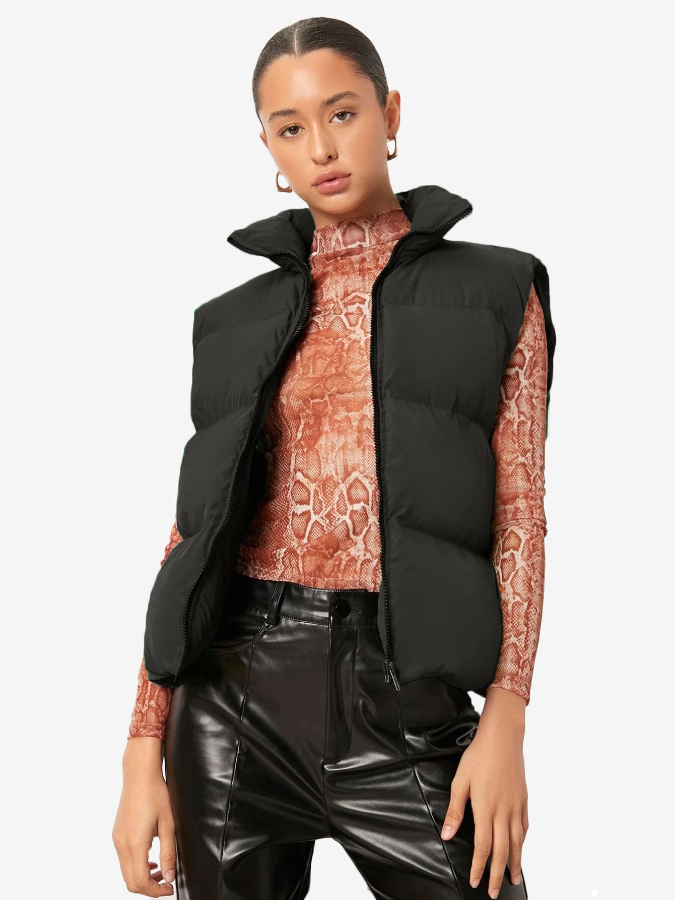Comfy Zip Front Vest Puffer Coat