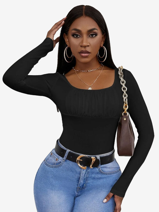 Allure Scoop Neck Ruched Bust Bodysuit