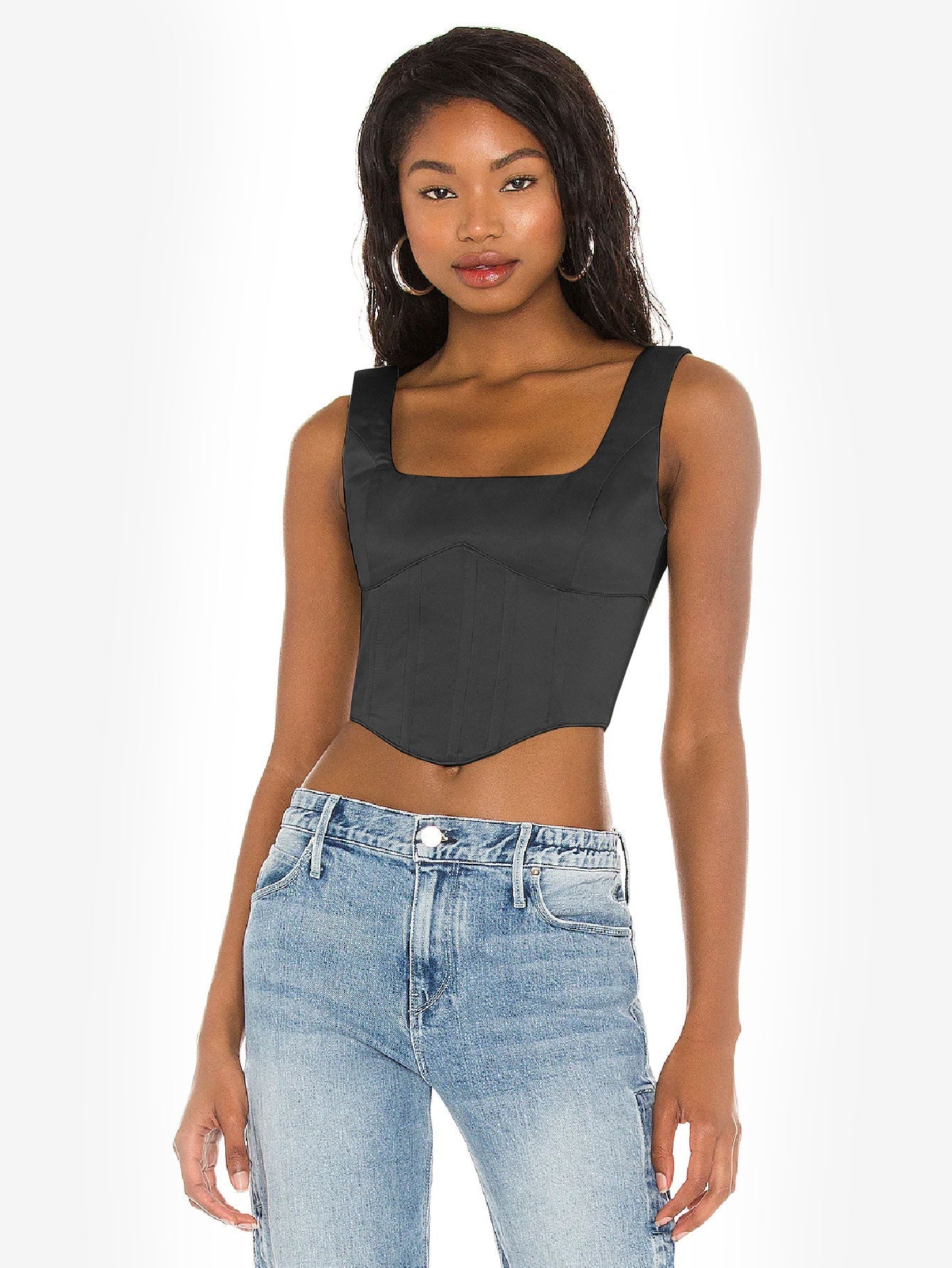 Appealing Satin Lace Up Bustier Top