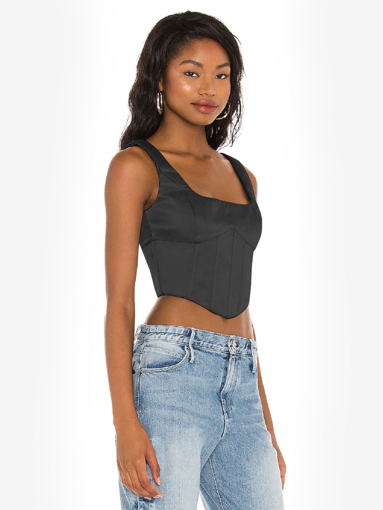 Appealing Satin Lace Up Bustier Top