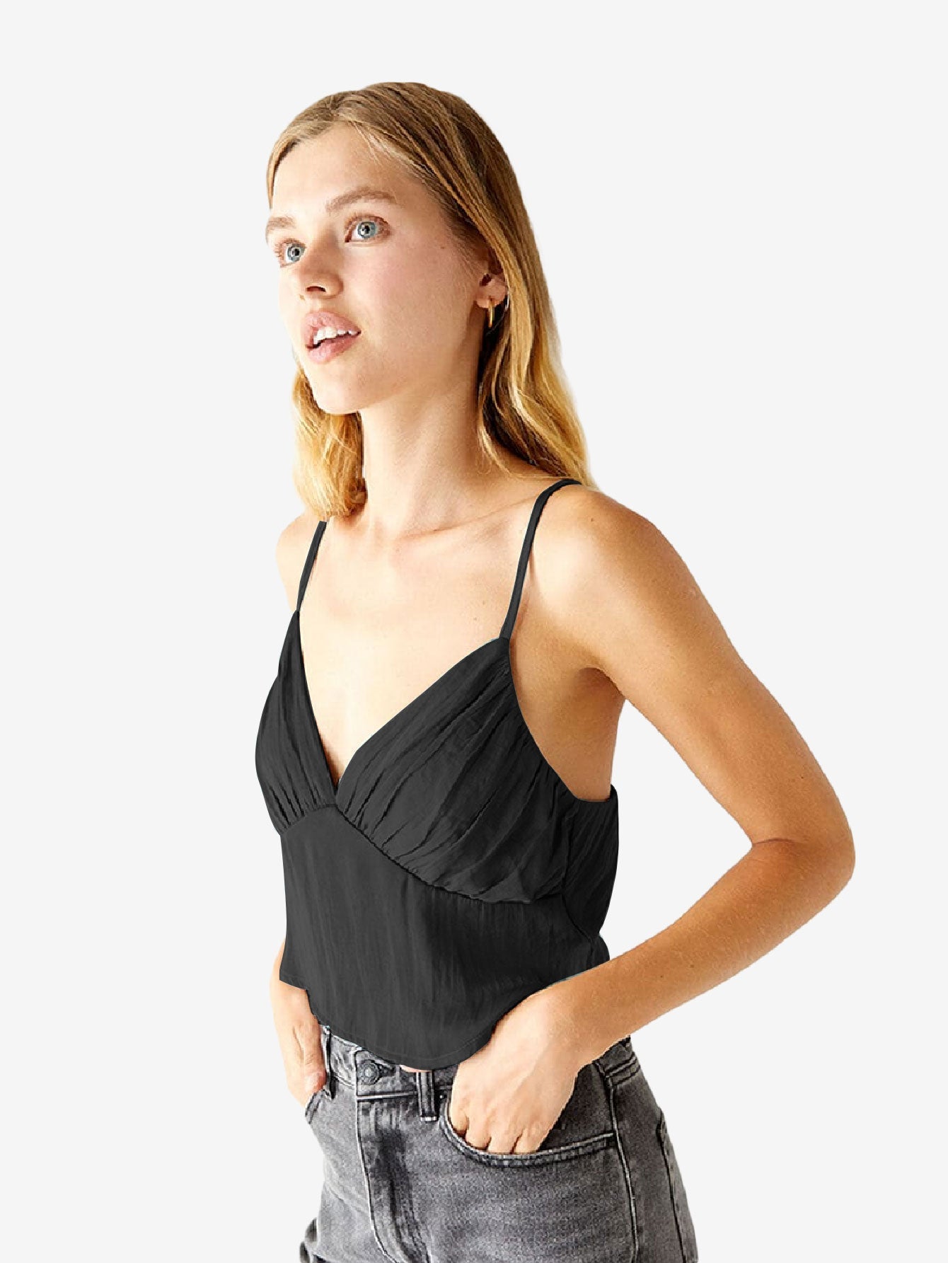 Hearts Ruched Satin Tank Top