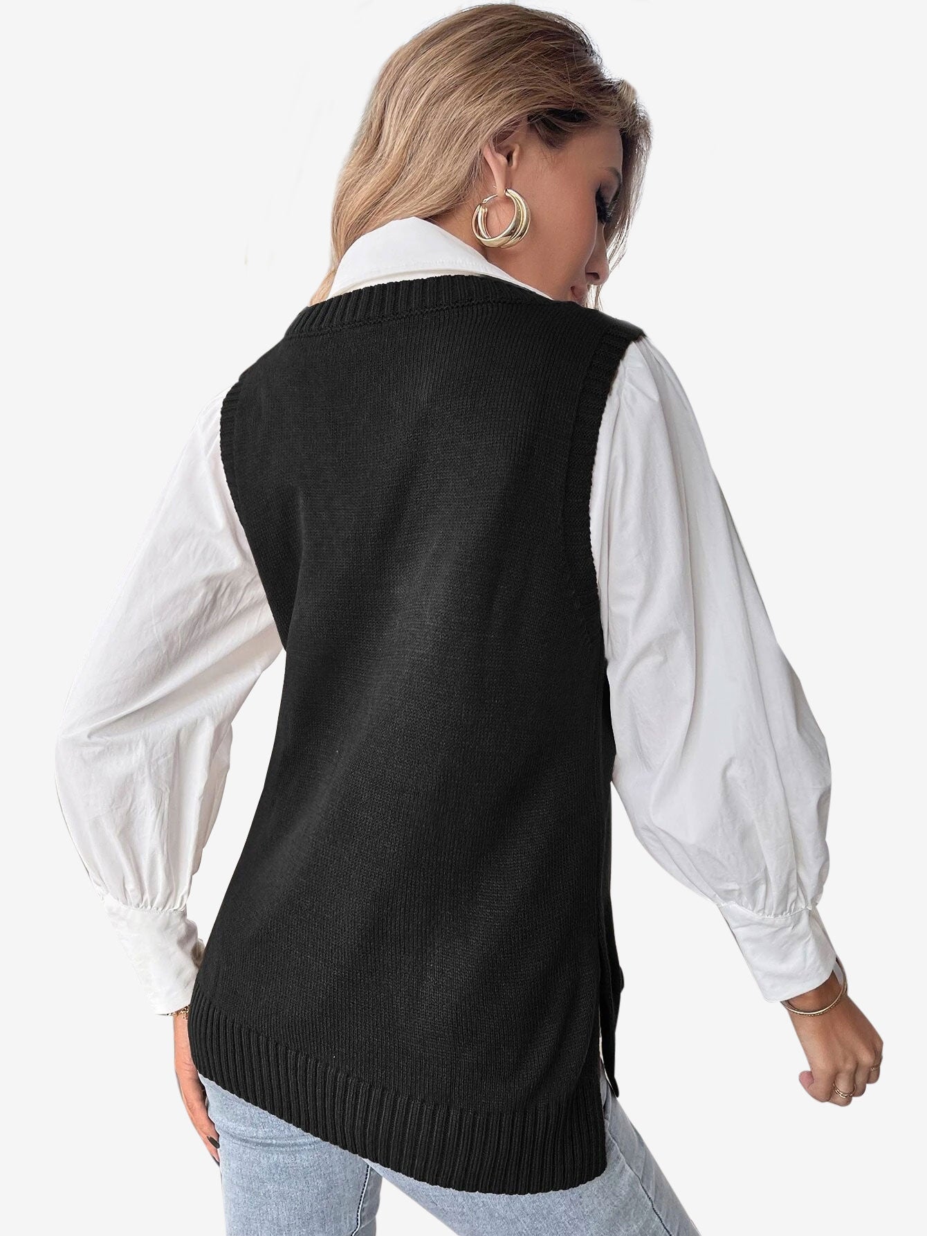 Autumn Split Hem Sweater Vest