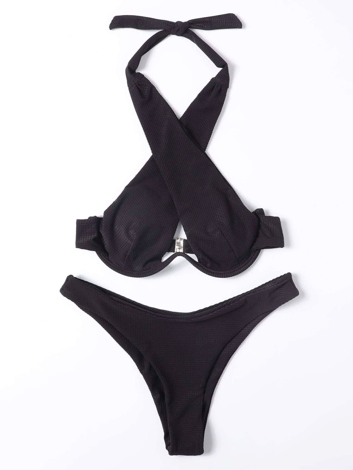 Cross Halter Underwire Bikini Swimsuit