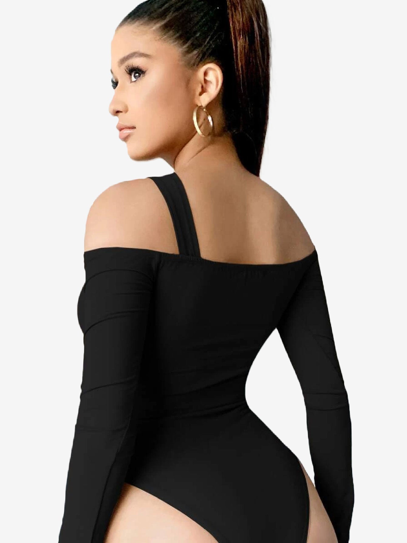 Asymmetrical Neck Cut Out Shoulder Bodysuit