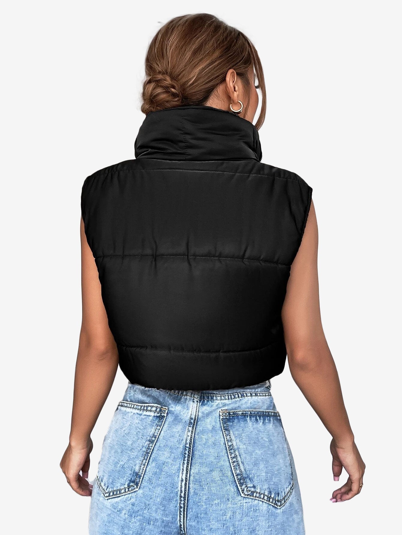 Crop Sleeveless Puffer Coat