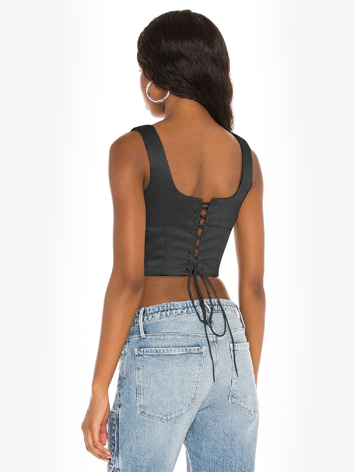 Appealing Satin Lace Up Bustier Top