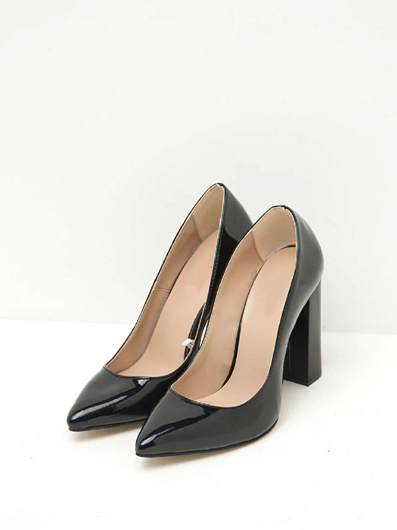 Chunky Heels Leather Pump