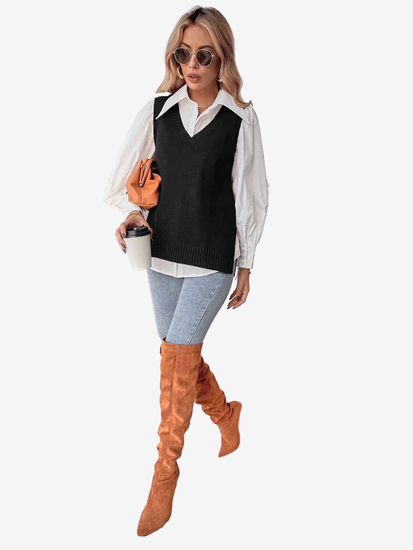 Autumn Split Hem Sweater Vest