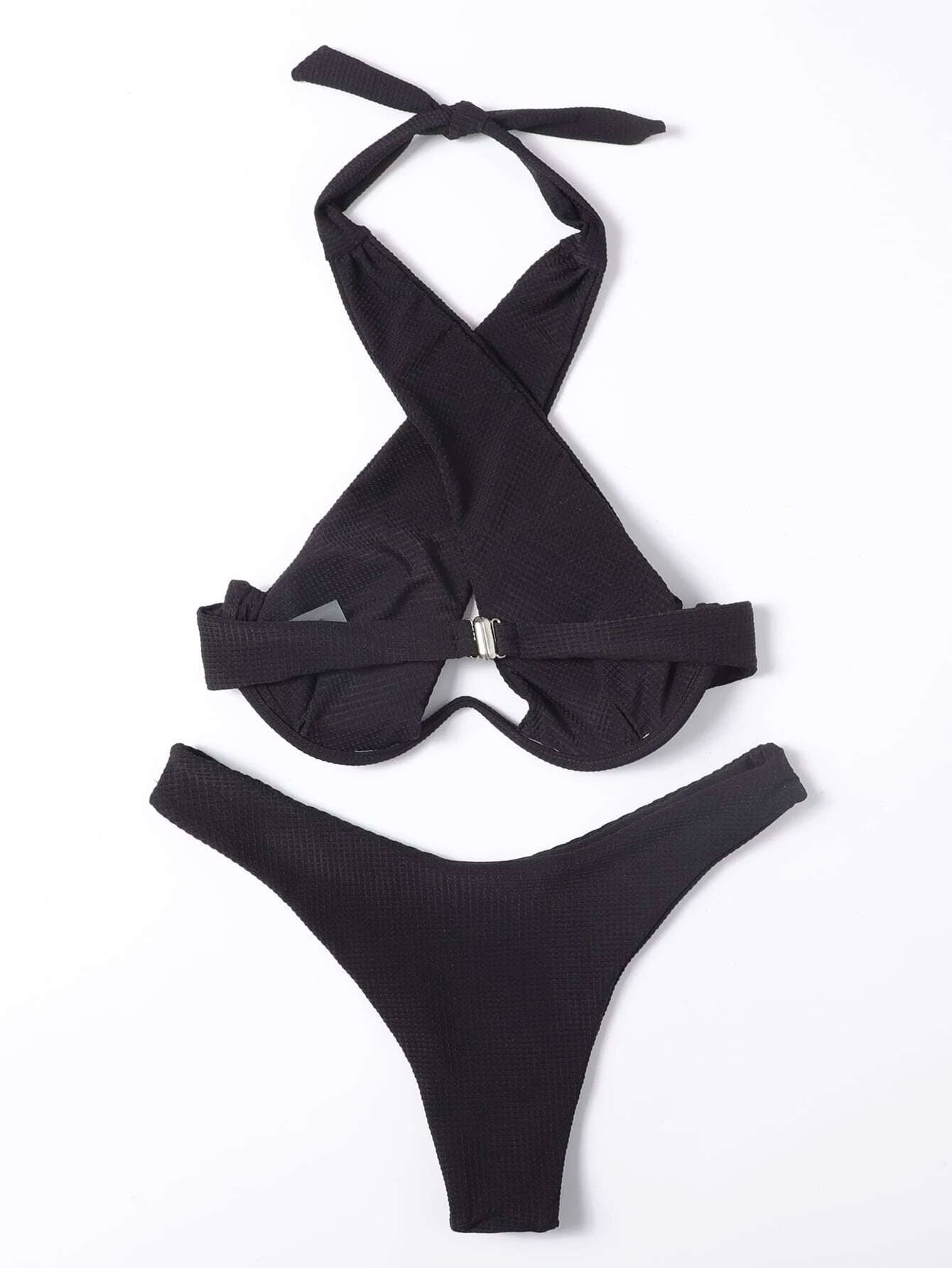 Cross Halter Underwire Bikini Swimsuit