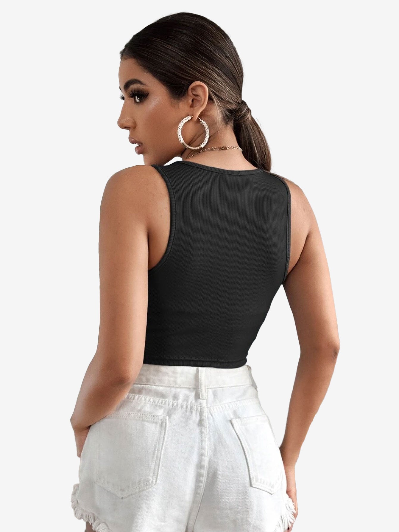 Basics Rib-knit Crop Tank Top