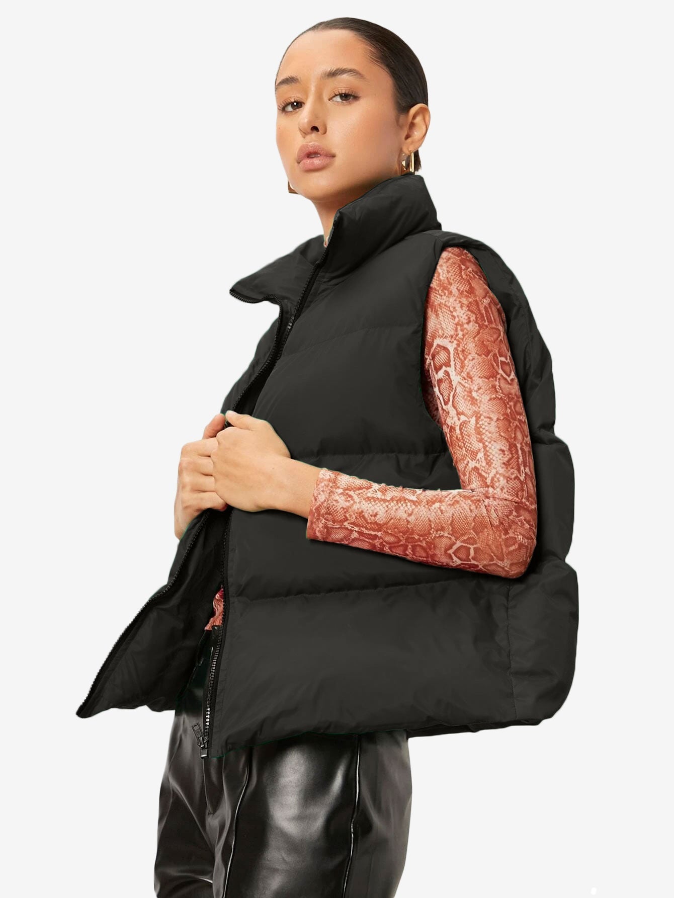 Comfy Zip Front Vest Puffer Coat